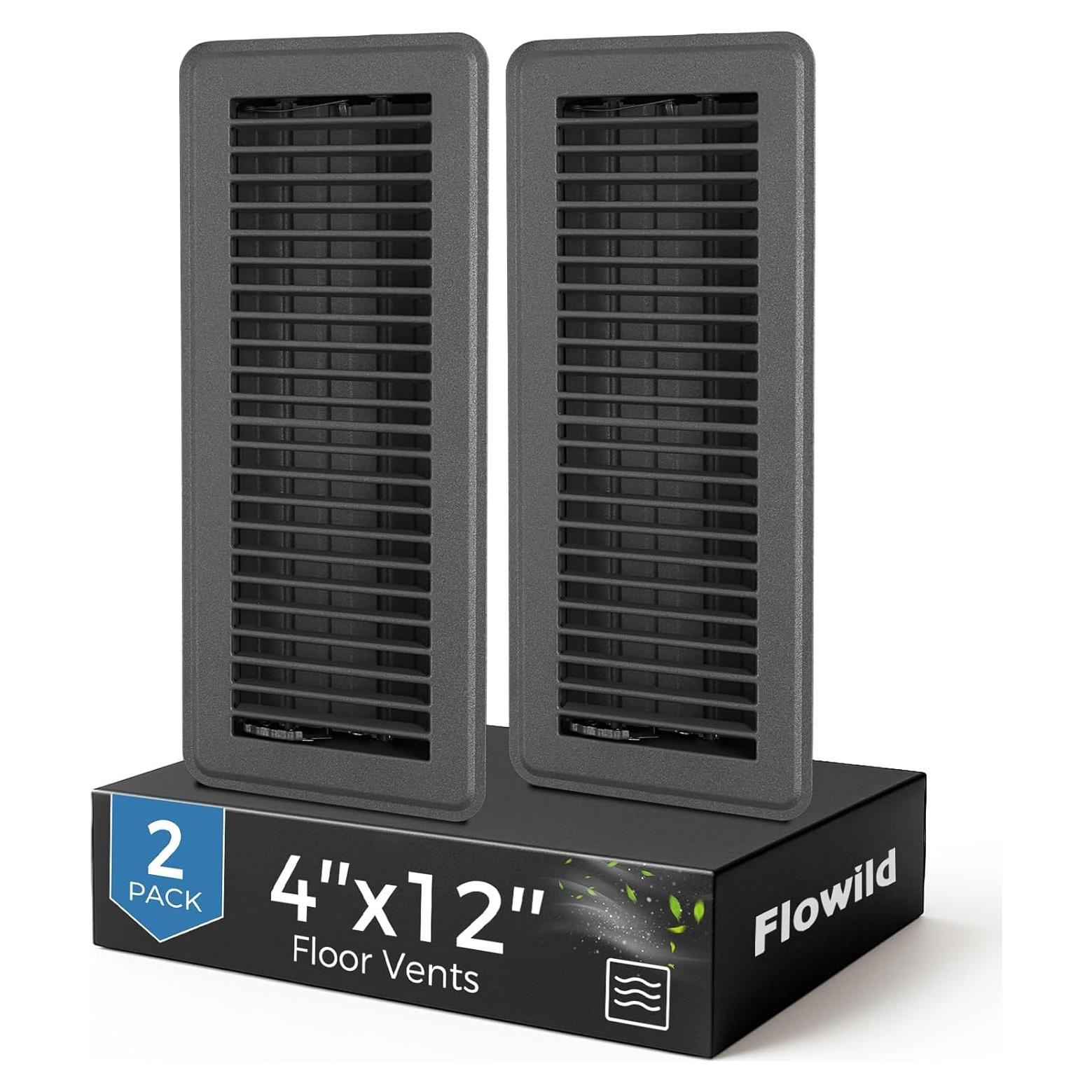 Paquete de 2 rejillas de piso 10x30 cm Flowild gris ajustables