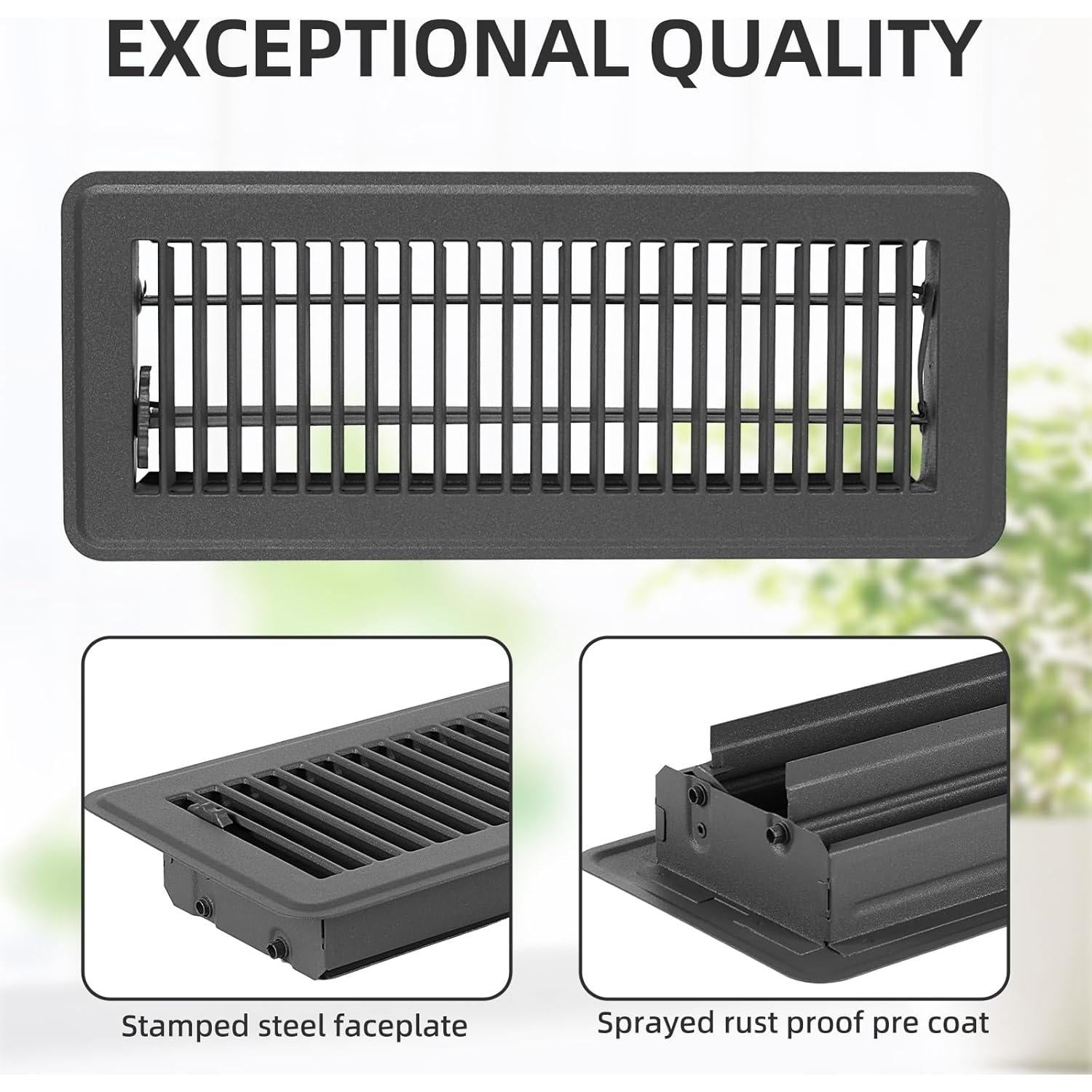 Paquete de 2 rejillas de piso 10x30 cm Flowild gris ajustables