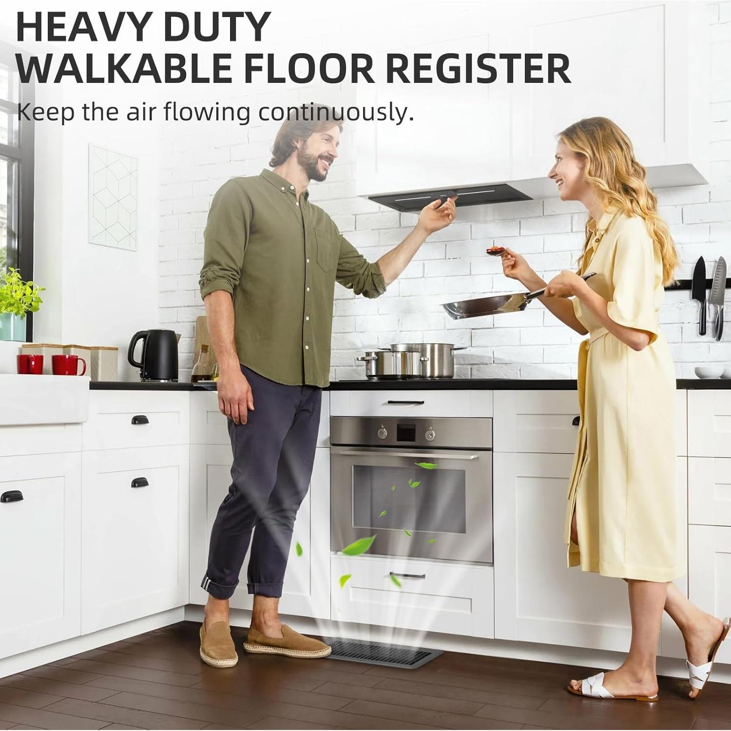 Paquete de 2 rejillas de piso 10x30 cm Flowild gris ajustables