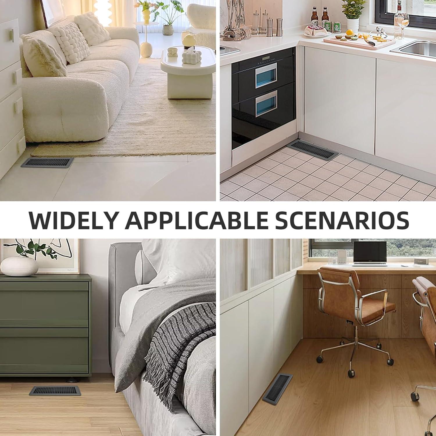 Paquete de 2 rejillas de piso 10x30 cm Flowild gris ajustables