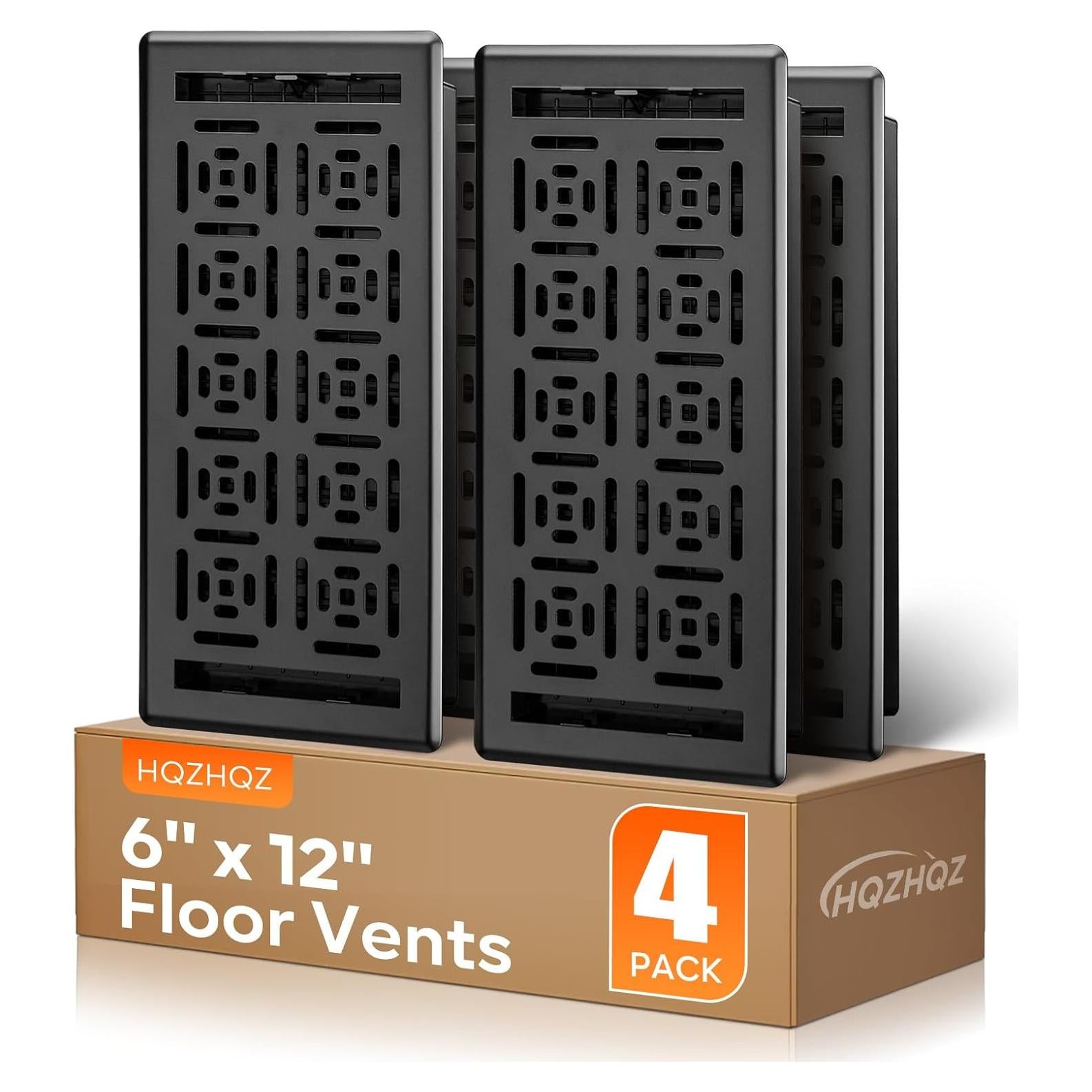 Cubiertas de Ventilación de Piso HQZHQZ 6x12 cm Paquete de 4 Negro