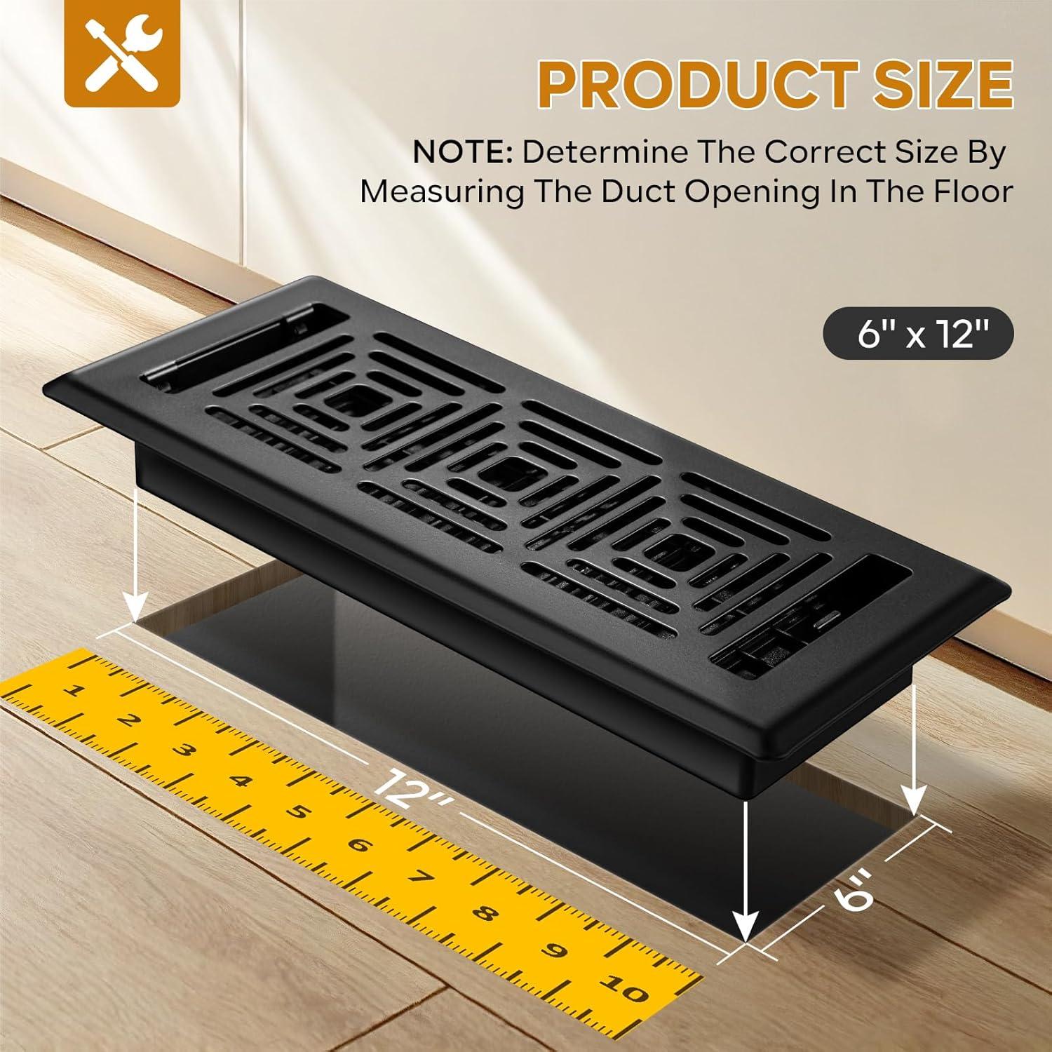 Cubiertas de Ventilación de Piso HQZHQZ 6x12 cm Paquete de 4 Negro