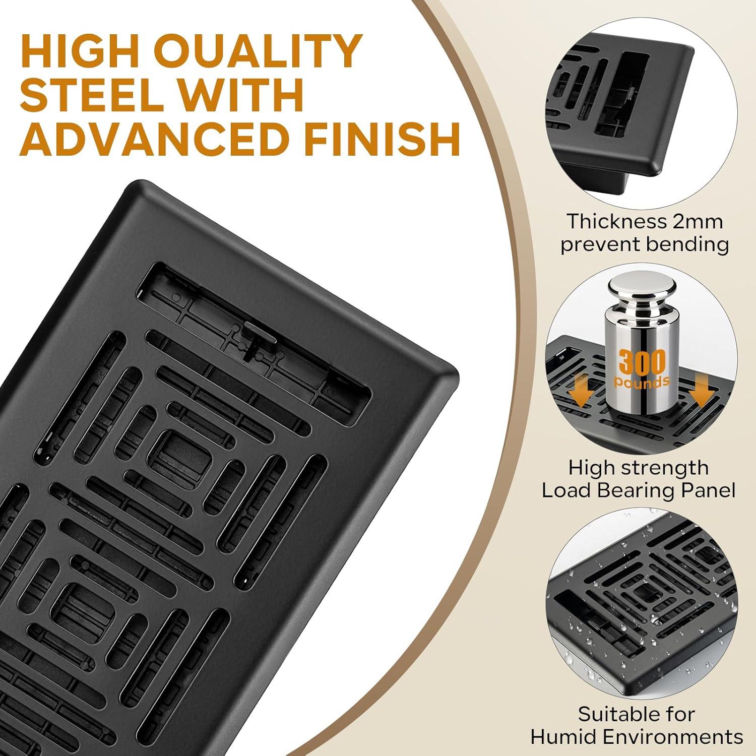 Cubiertas de Ventilación de Piso HQZHQZ 6x12 cm Paquete de 4 Negro