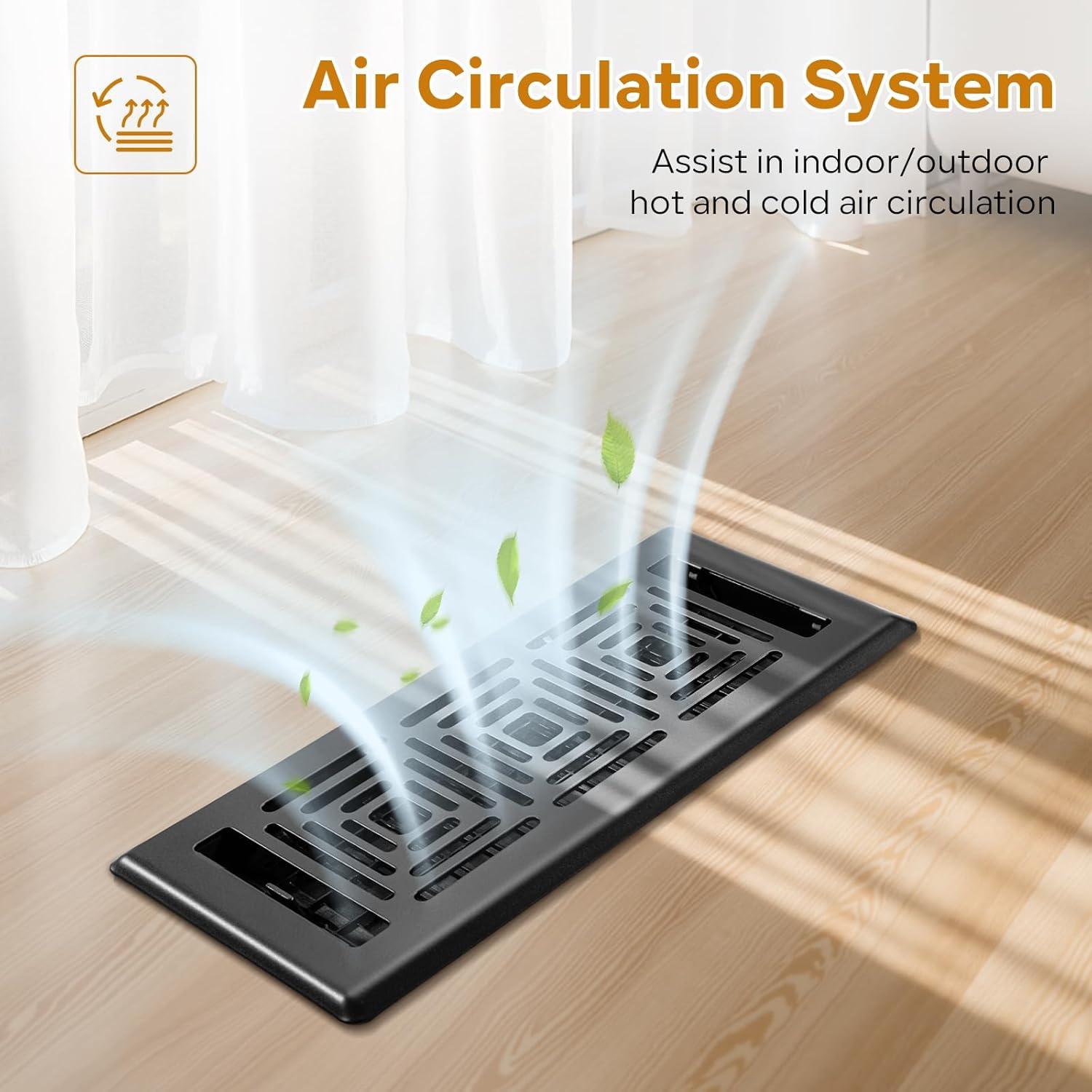 Cubiertas de Ventilación de Piso HQZHQZ 6x12 cm Paquete de 4 Negro