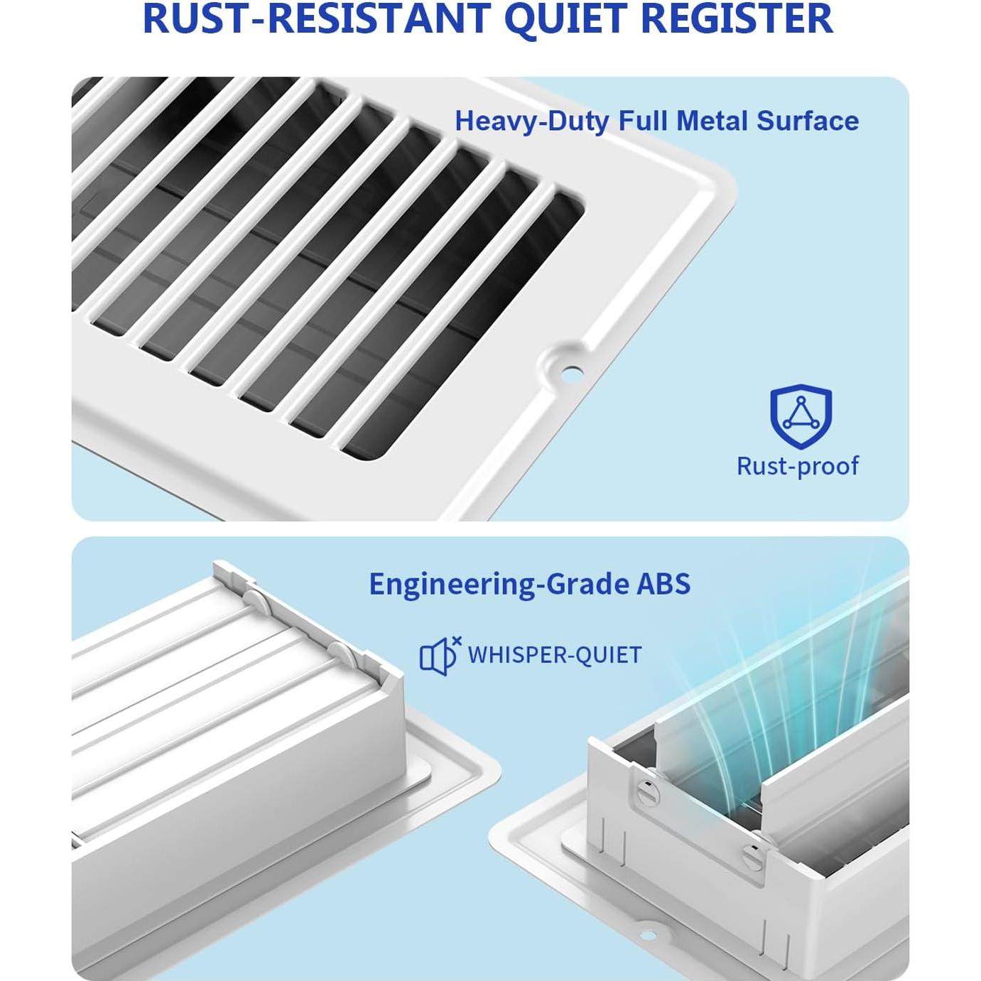 Rejilla de Ventilación de Piso JSLIN 4x10 cm Blanca - 1 Paquete