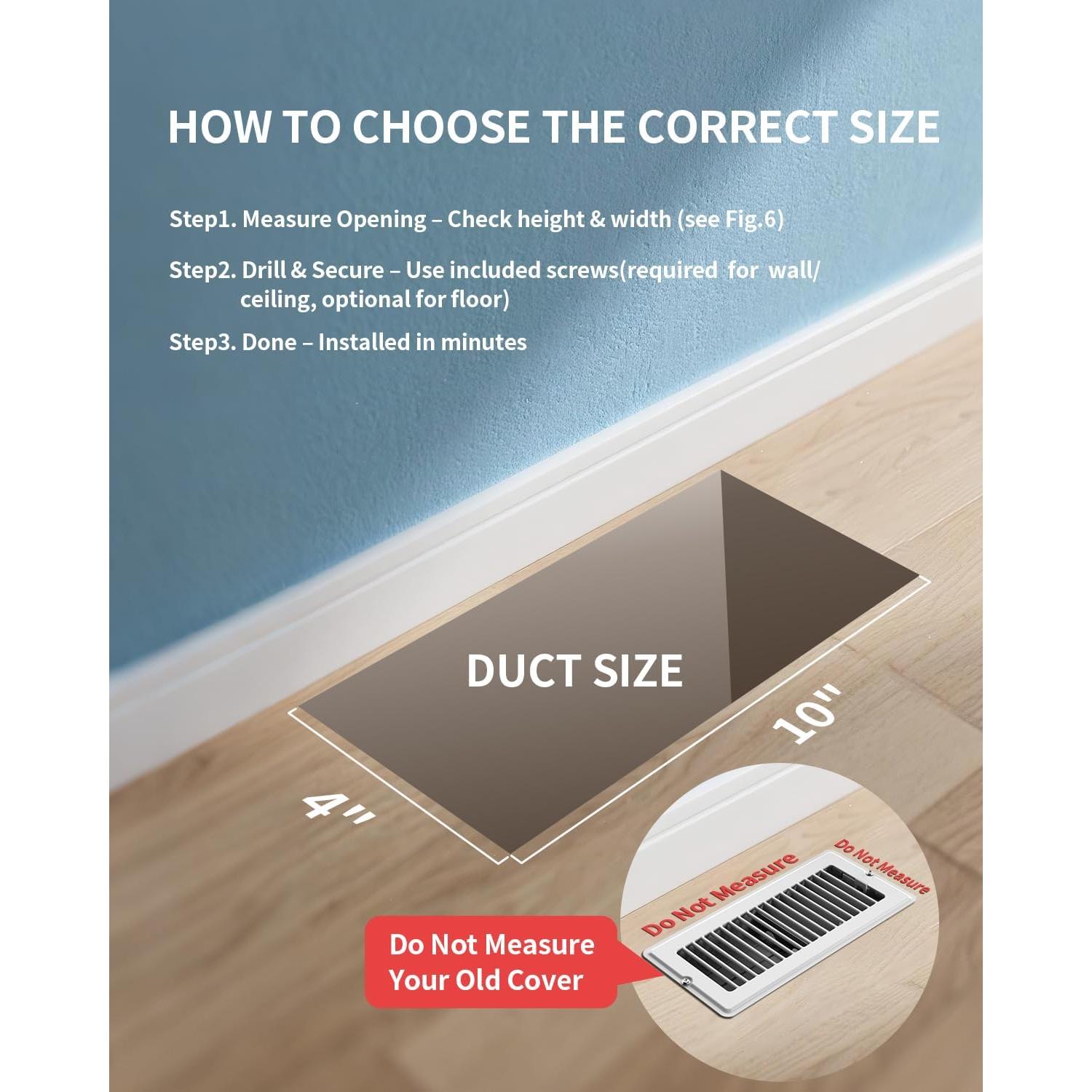 Rejilla de Ventilación de Piso JSLIN 4x10 cm Blanca - 1 Paquete