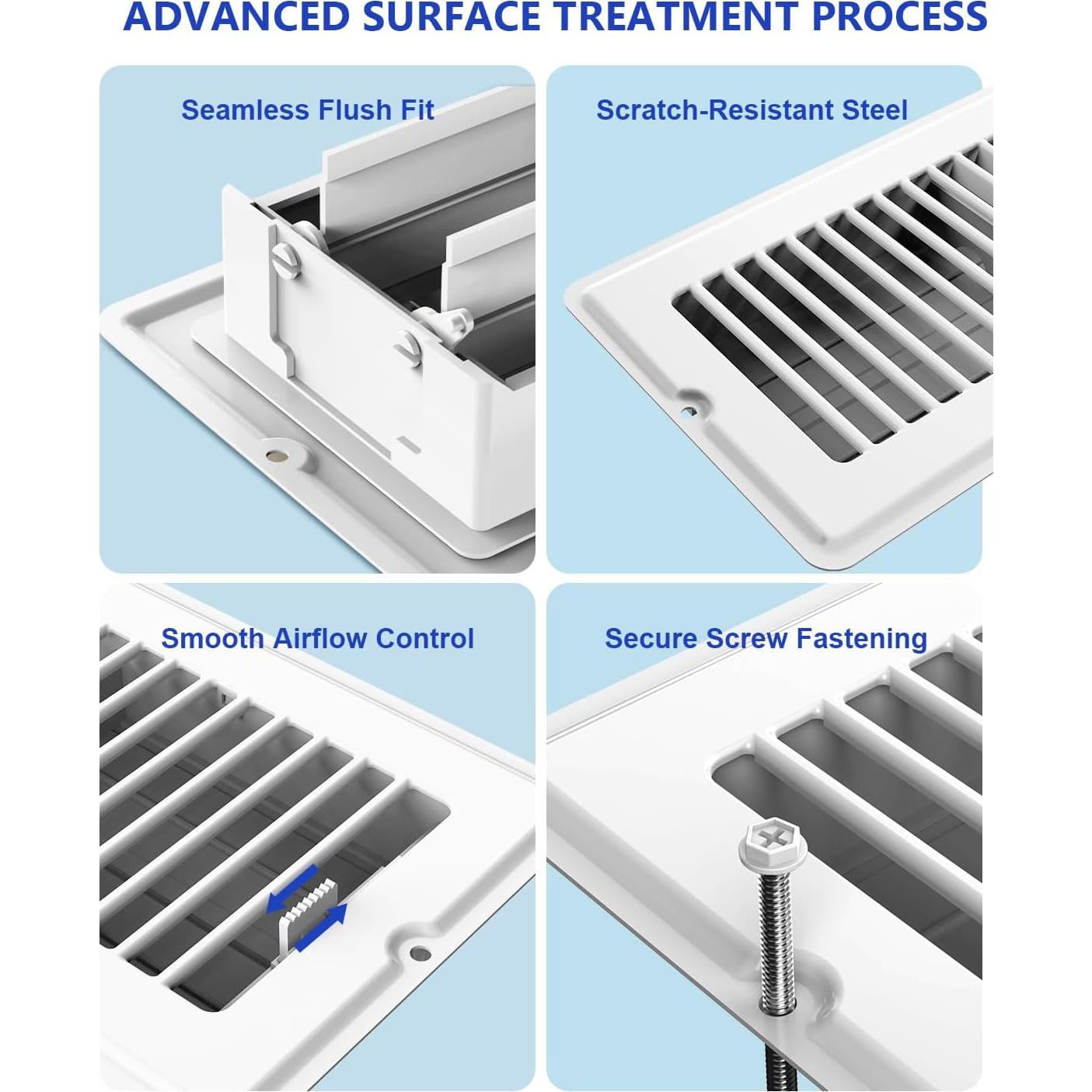 Rejilla de Ventilación de Piso JSLIN 4x10 cm Blanca - 1 Paquete