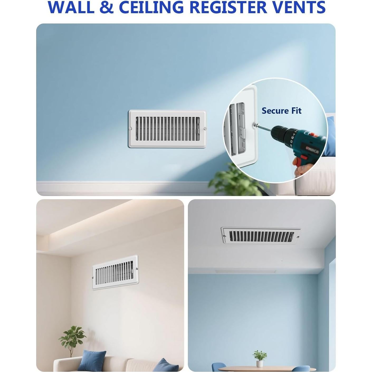 Rejilla de Ventilación de Piso JSLIN 4x10 cm Blanca - 1 Paquete