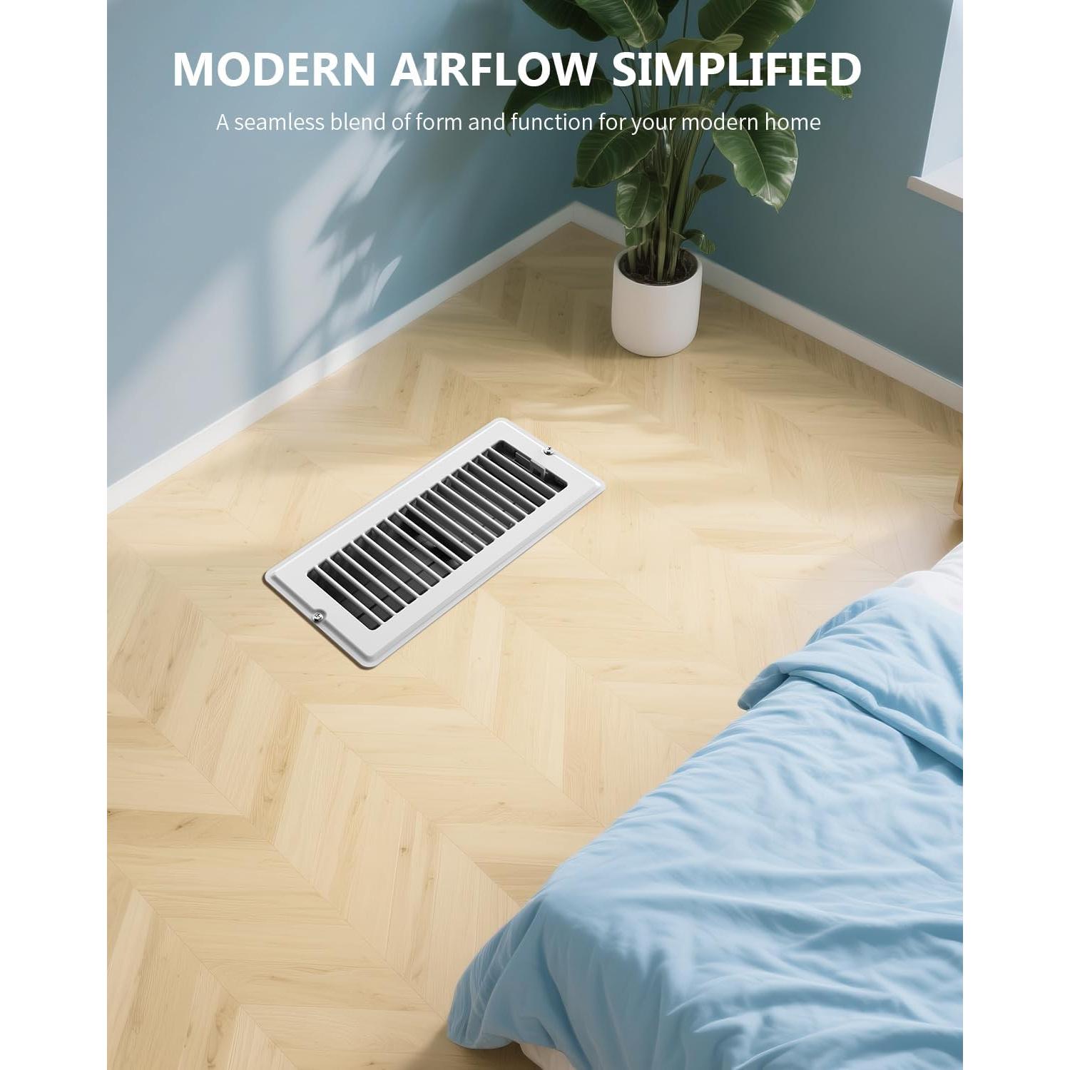 Rejilla de Ventilación de Piso JSLIN 4x10 cm Blanca - 1 Paquete