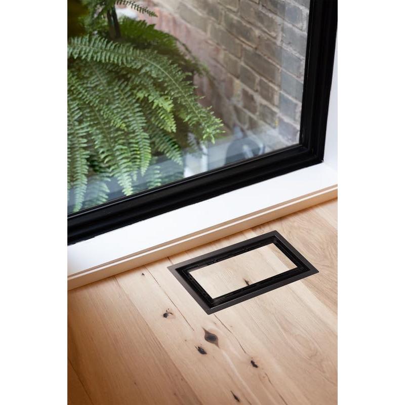 Cubierta de Ventilación de Piso Fittes Luxe 10x25 cm Acero Negro