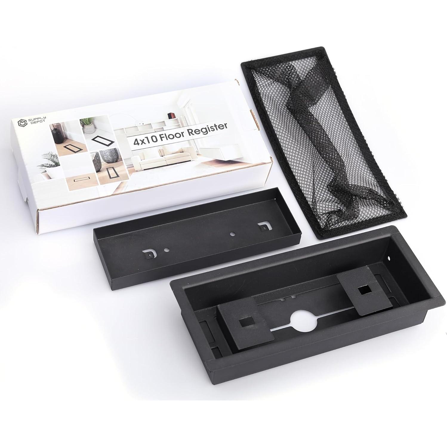 Rejilla de Piso 25.4x10.16 cm Supply Depot Negra de Hierro Fundido