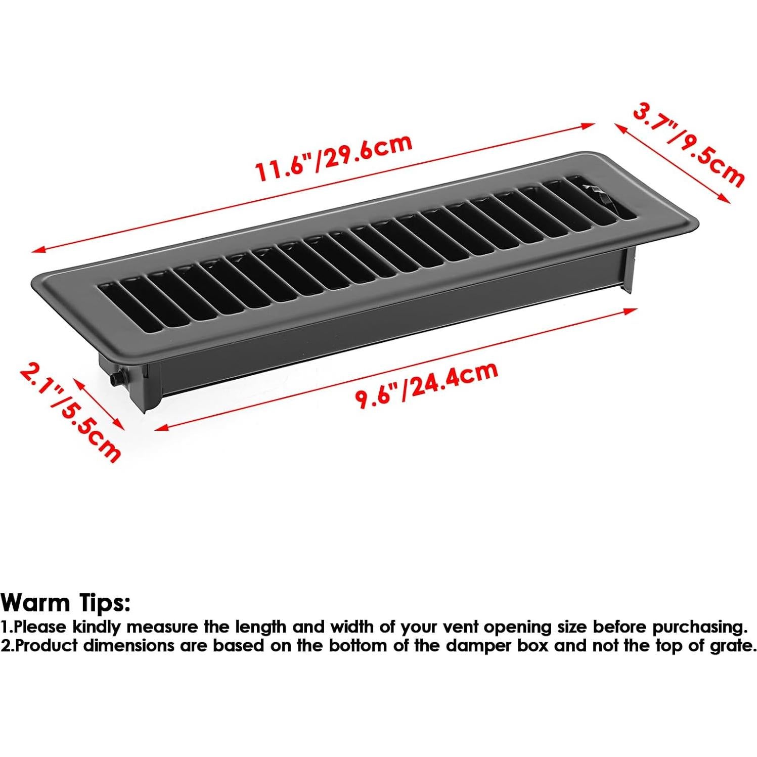 Rejilla de Piso Sumnacon 2x10" Metal Negra Ajustable - Paquete de 3