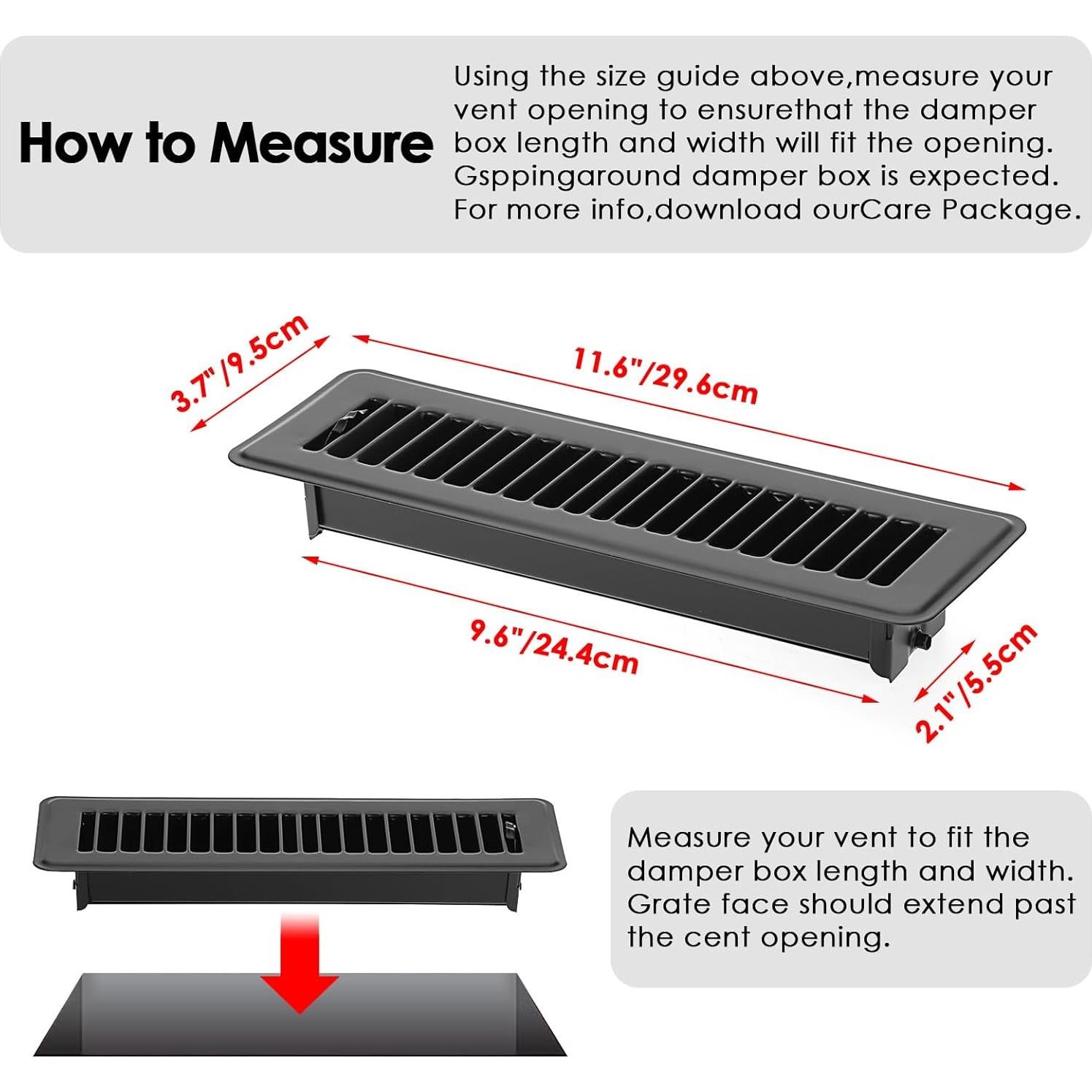 Rejilla de Piso Sumnacon 2x10" Metal Negra Ajustable - Paquete de 3