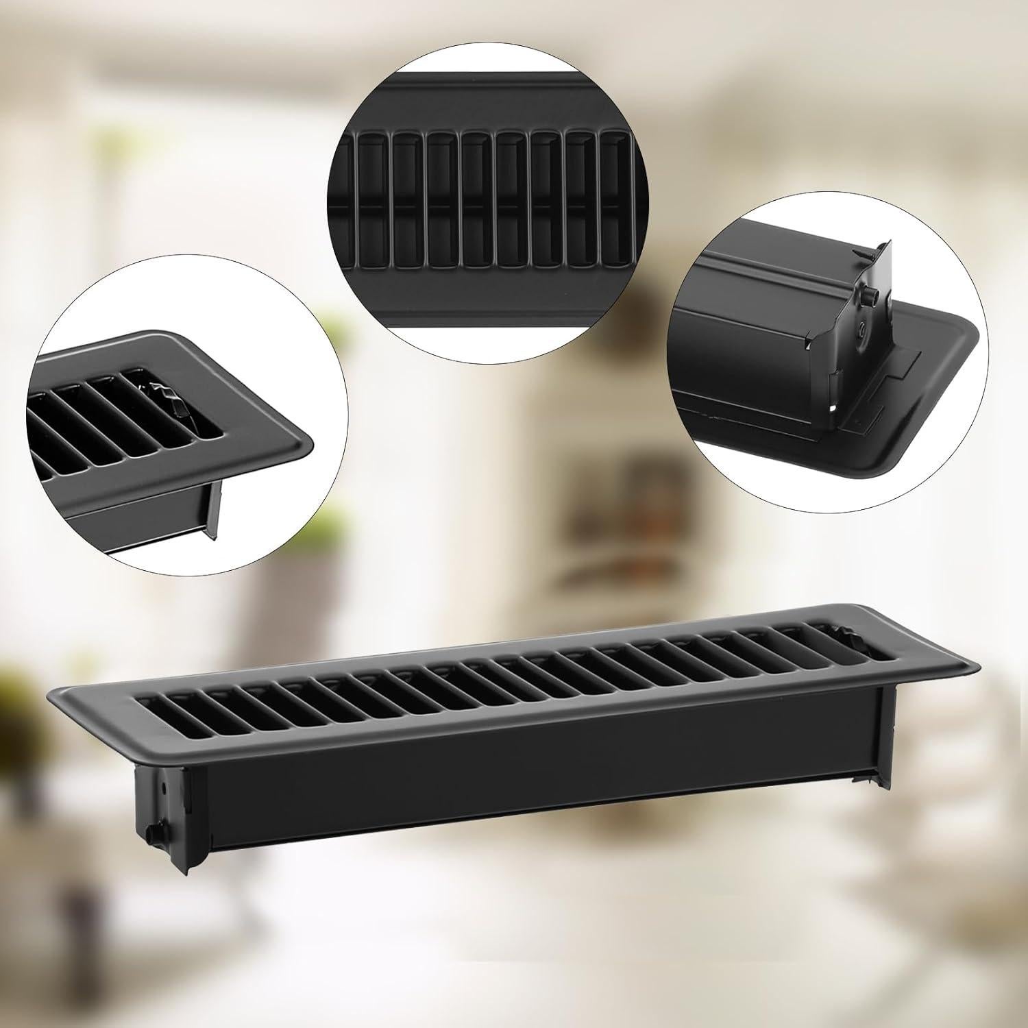 Rejilla de Piso Sumnacon 2x10" Metal Negra Ajustable - Paquete de 3