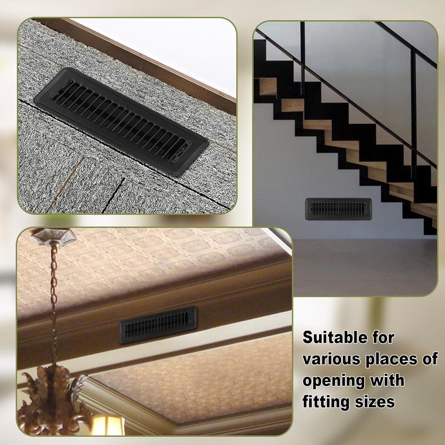 Rejilla de Piso Sumnacon 2x10" Metal Negra Ajustable - Paquete de 3