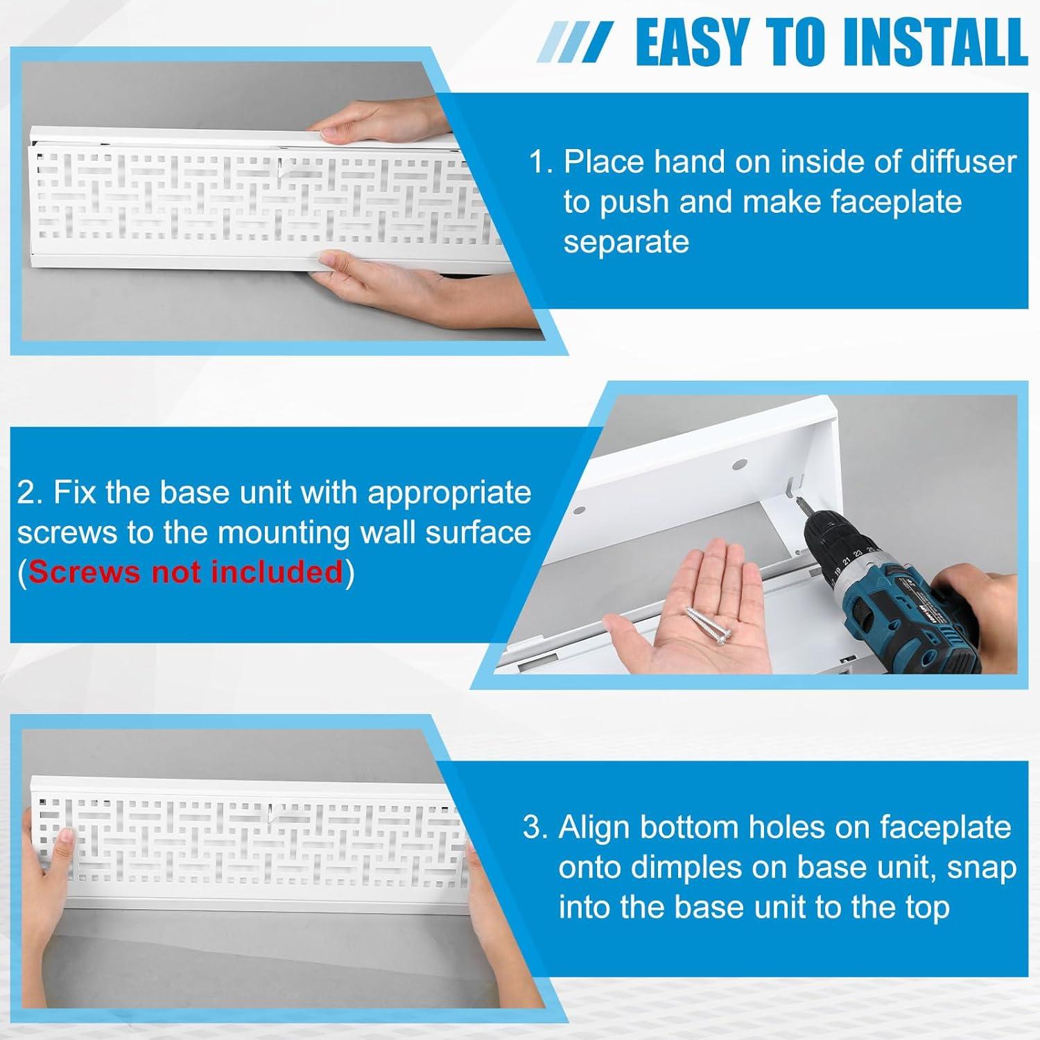 Difusor de Registro de Baseboard Landhoow 2 Piezas 45.72 cm