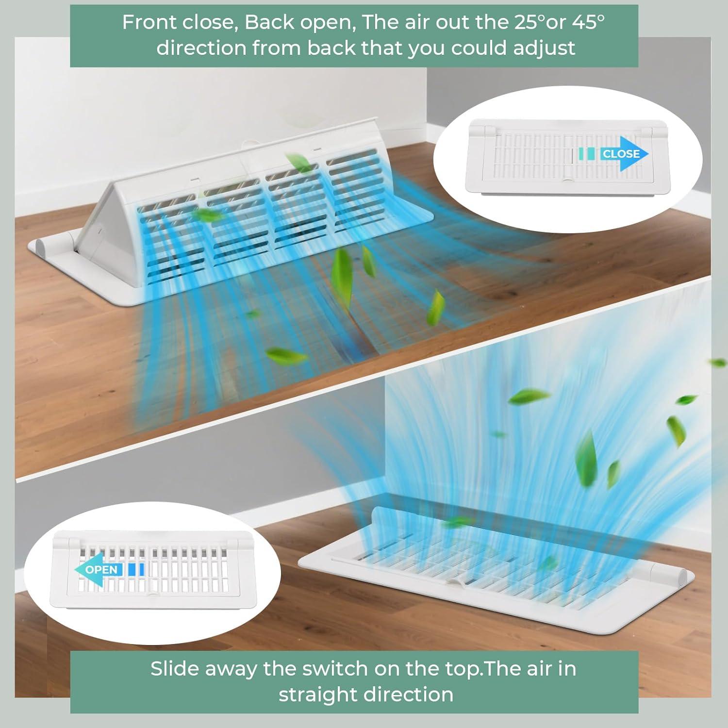 Deflector de Ventilación 2 en 1 MMFSF 10x25 cm Ajustable Blanco