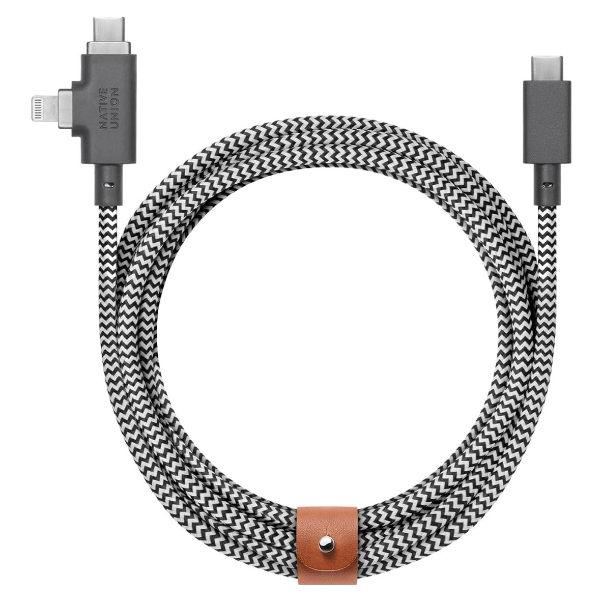 Cable de carga Native Union Belt Duo Pro 240W 2,44m Cebra