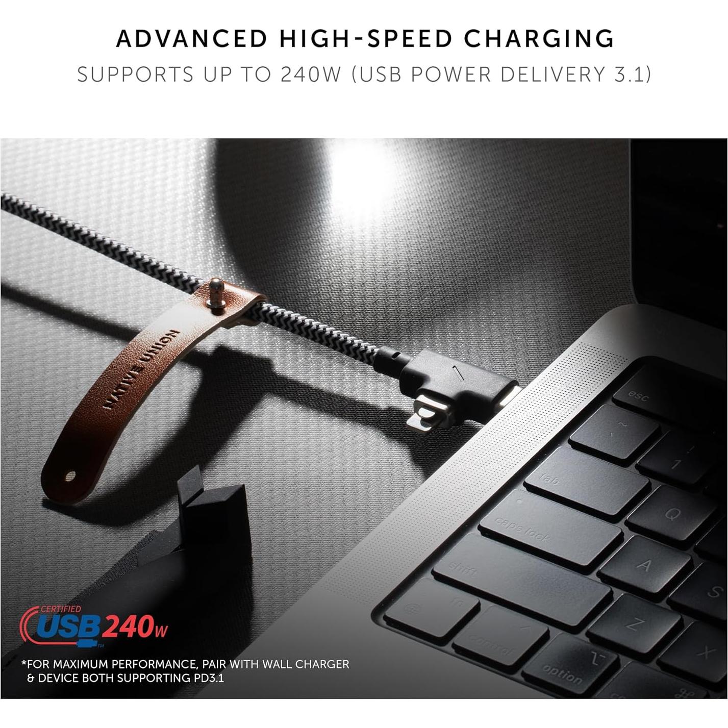 Cable de carga Native Union Belt Duo Pro 240W 2,44m Cebra