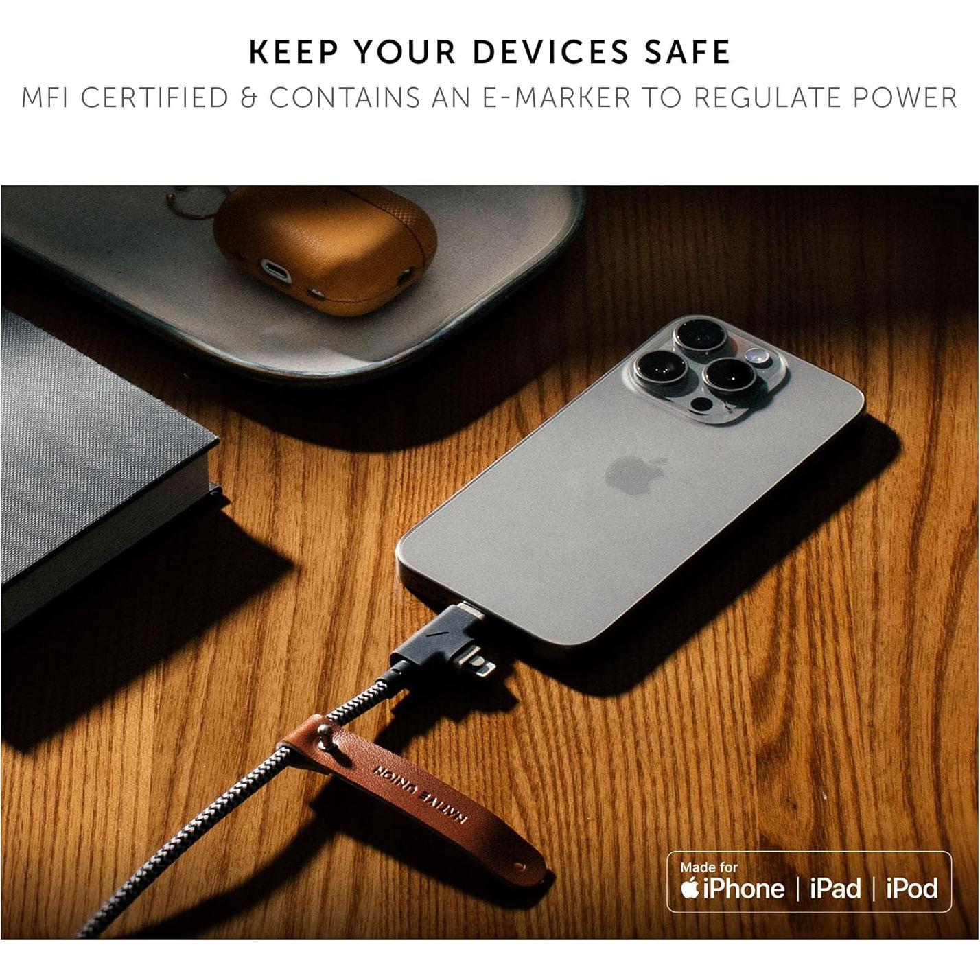 Cable de carga Native Union Belt Duo Pro 240W 2,44m Cebra