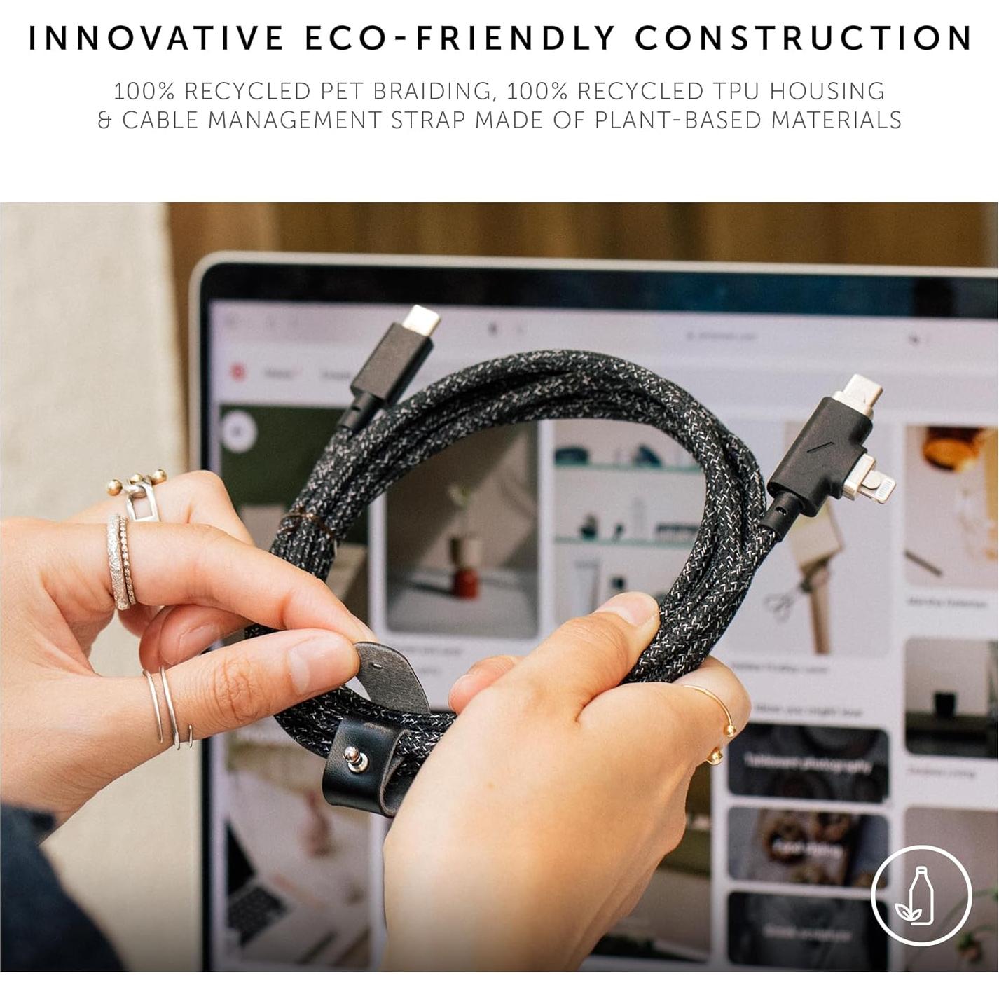 Cable de carga Native Union Belt Duo Pro 240W 2,44m Cebra