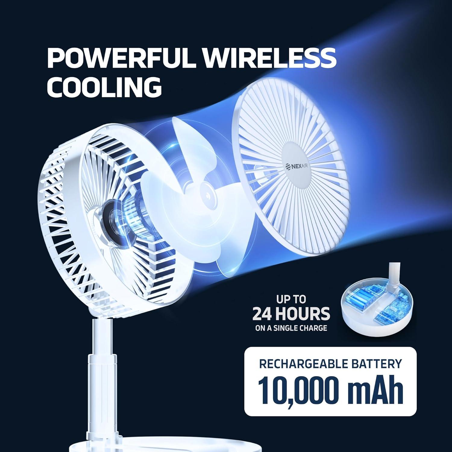 Ventilador Plegable NEXAIR 4 Velocidades 14-100cm Inalámbrico