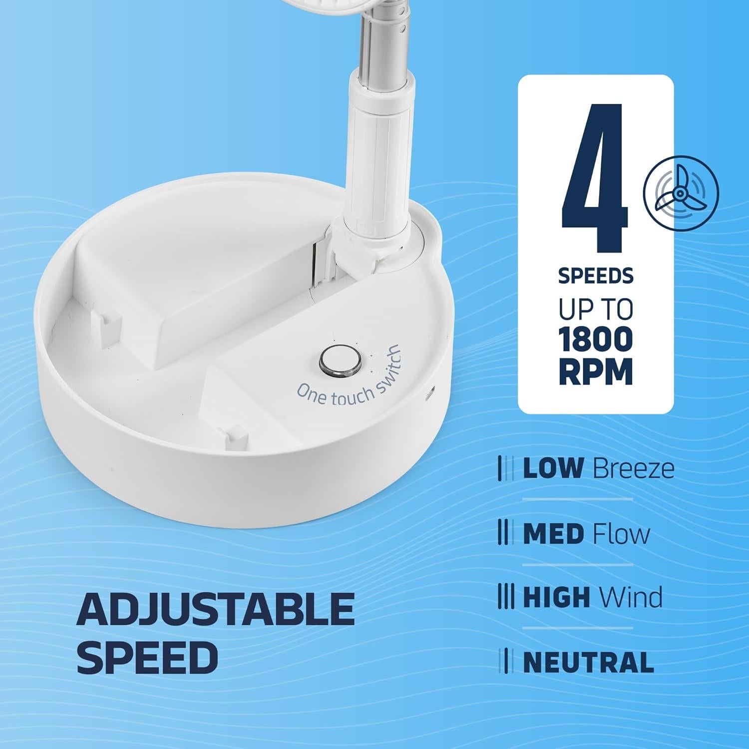 Ventilador Plegable NEXAIR 4 Velocidades 14-100cm Inalámbrico