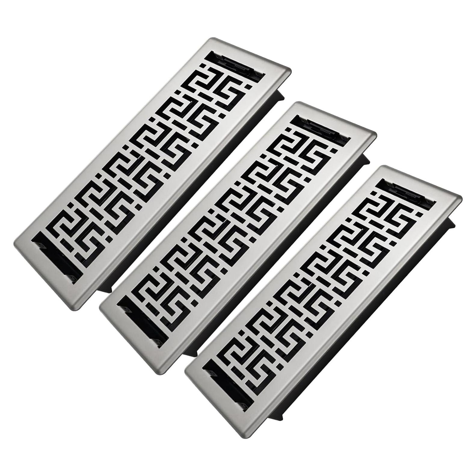 Registro de Piso 10x36 cm BYEWIRE - Paquete de 3 Rejillas de Acero