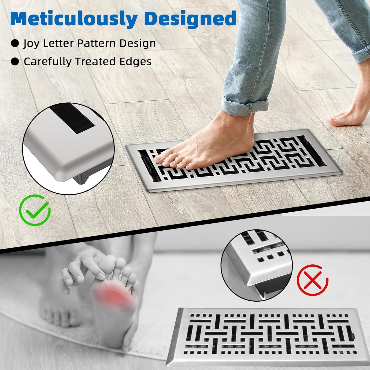 Registro de Piso 10x36 cm BYEWIRE - Paquete de 3 Rejillas de Acero