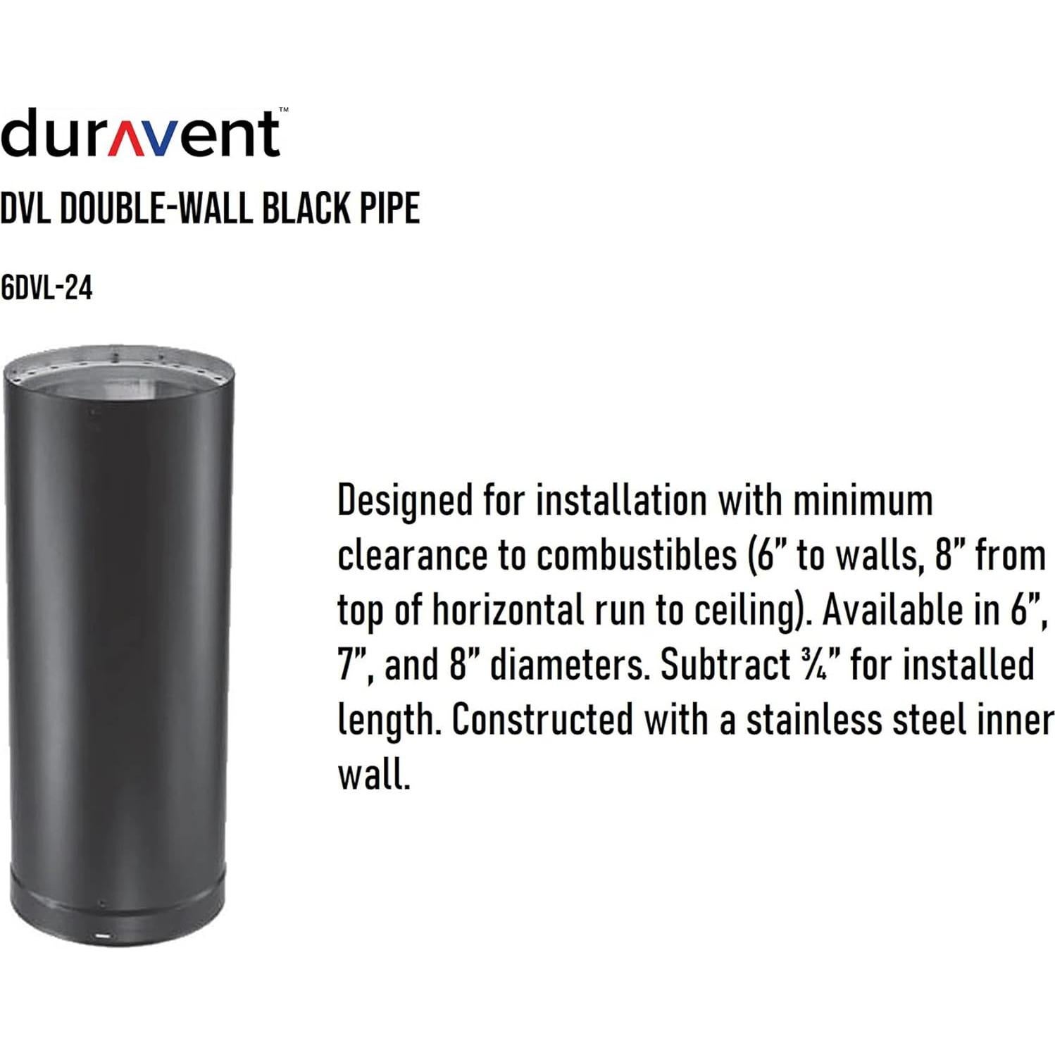 Tubería DuraVent DVL 6" Doble Pared Acero Galvanizado 60.96 cm