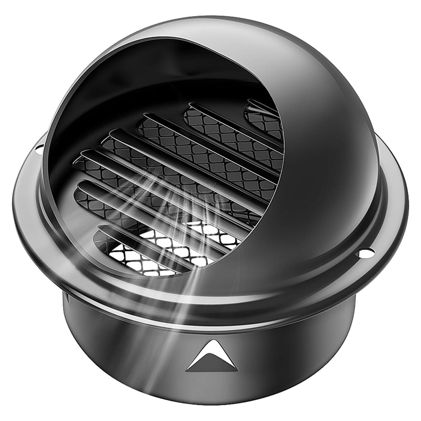 Capucha de Ventilación Redonda 100mm Moonjor Acero Inoxidable Negra