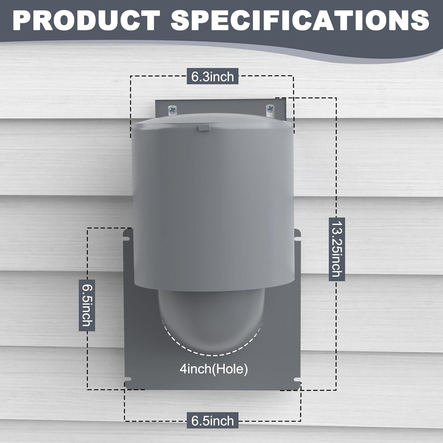 Cubierta de Ventilación para Secadora Mogseek 4" Exterior Gris