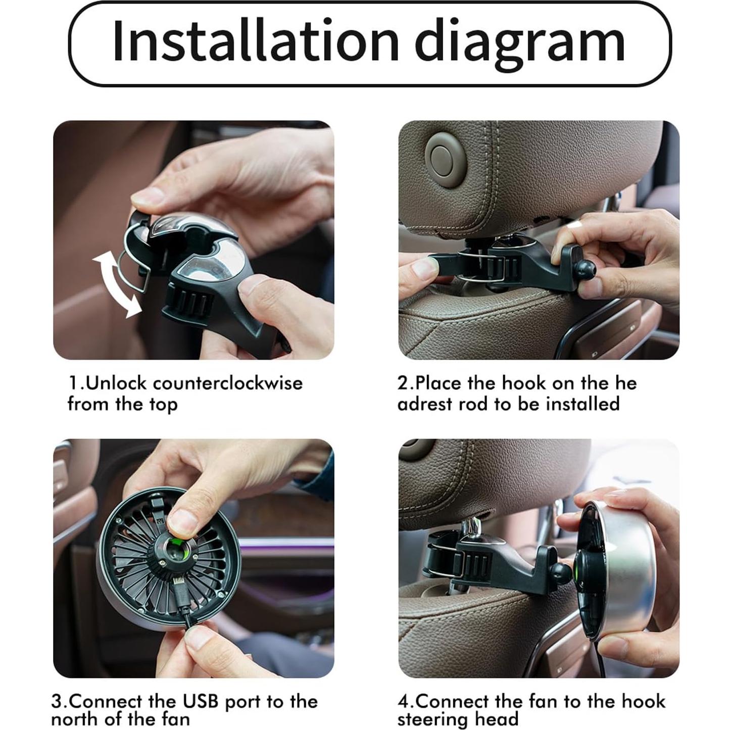 Ventilador de Asiento Portátil Kwak QTT290 USB 3 Velocidades LED