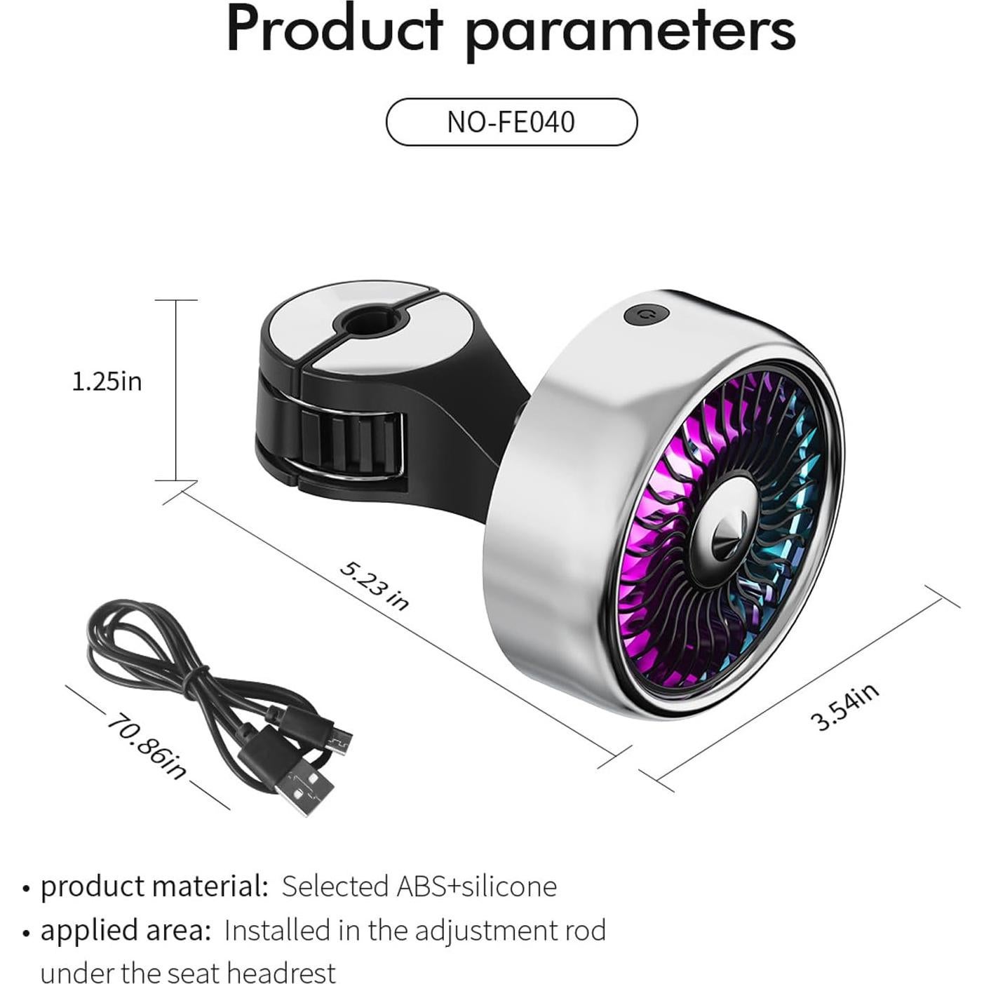 Ventilador de Asiento Portátil Kwak QTT290 USB 3 Velocidades LED