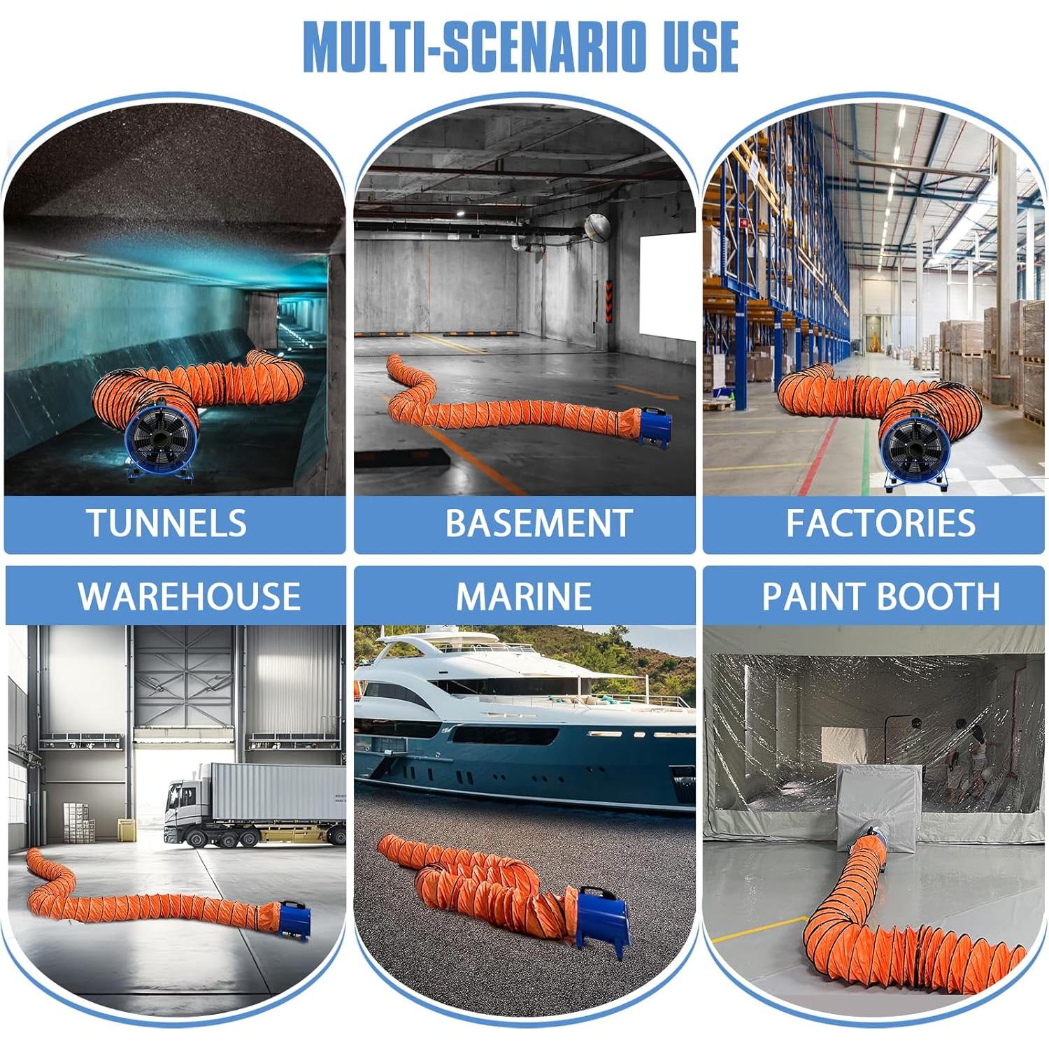 Ventilador Axial de Escape WARSUN 520W 30cm con Manguera 10m