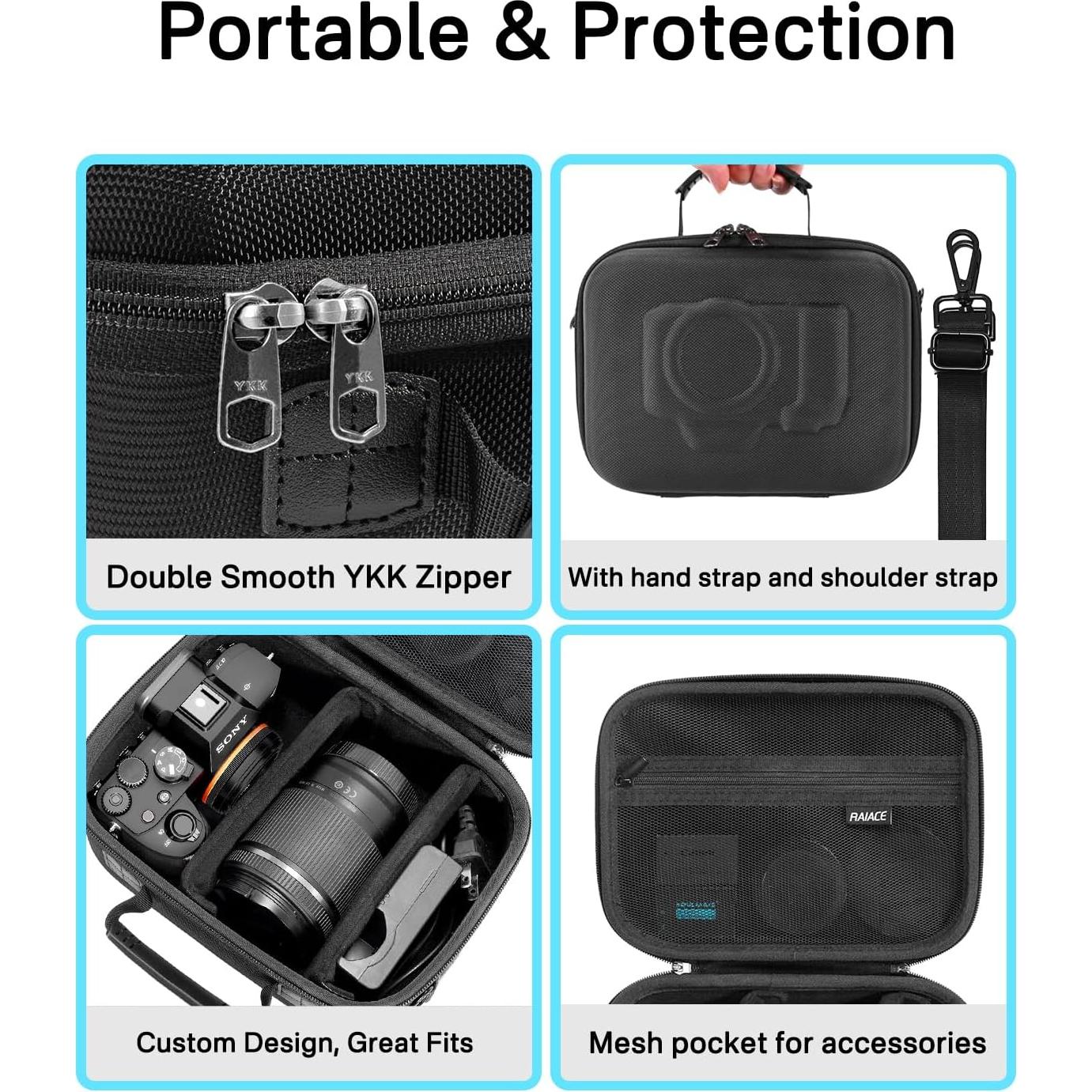 Funda Dura RAIACE para Cámara Sony Alpha 7 II III IV - Negro