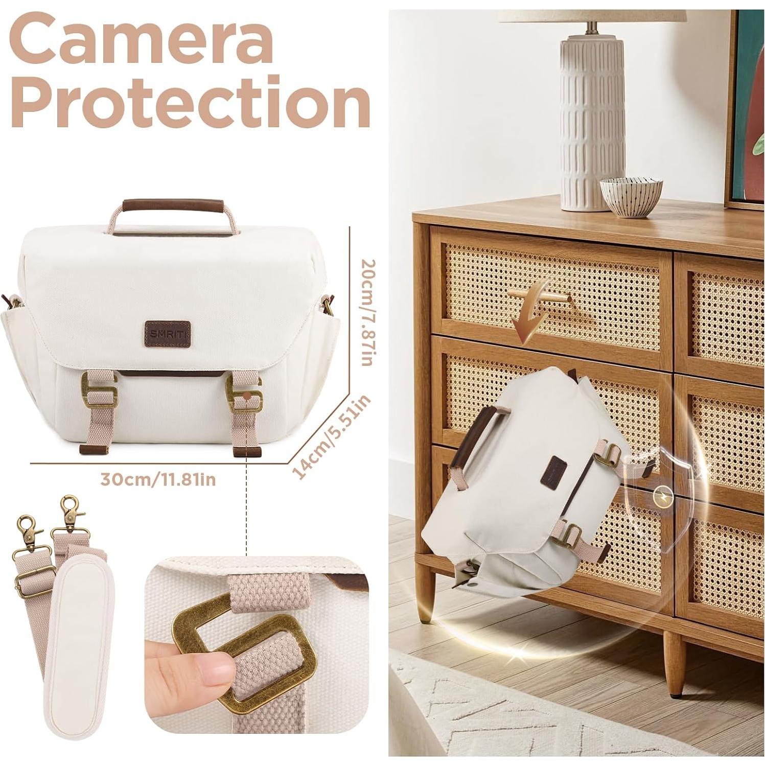 Bolsa de Cámara SMRITI Lona Impermeable 30x11x19cm Blanco