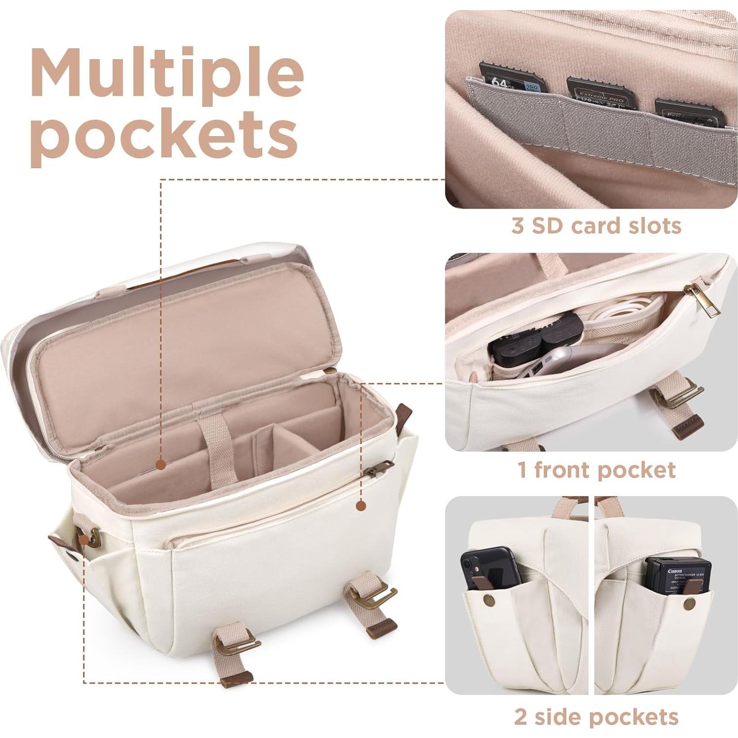 Bolsa de Cámara SMRITI Lona Impermeable 30x11x19cm Blanco