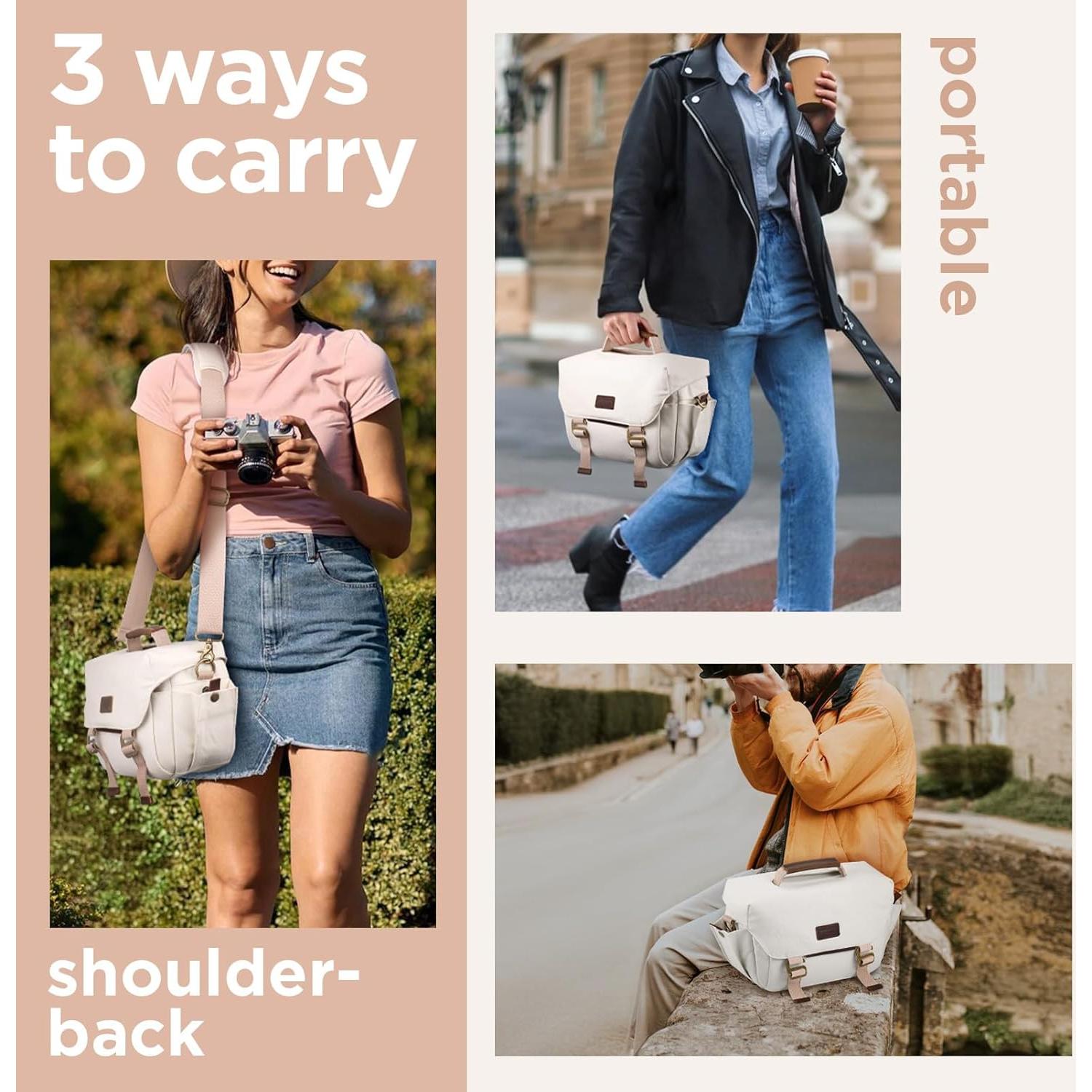 Bolsa de Cámara SMRITI Lona Impermeable 30x11x19cm Blanco