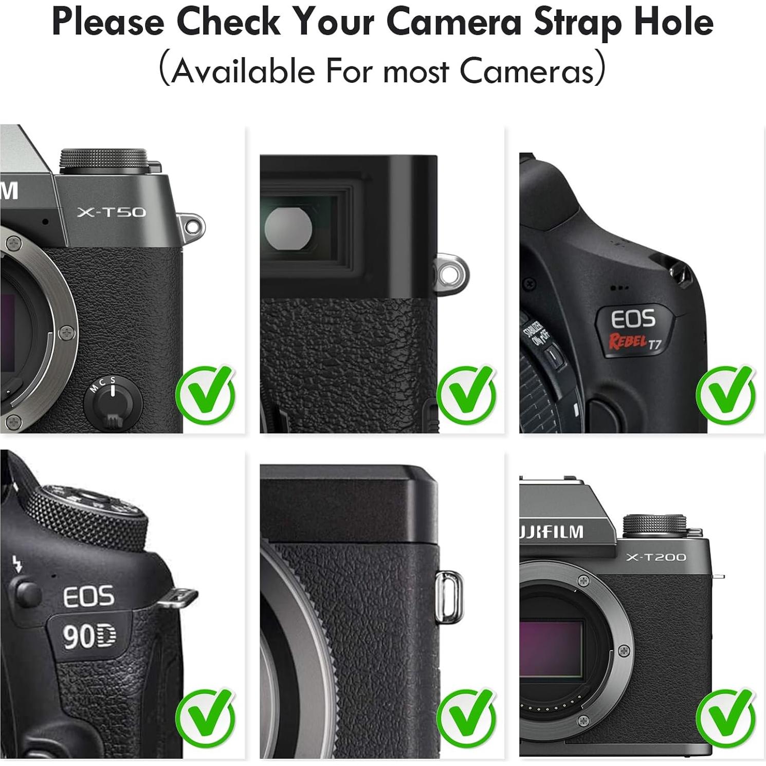 Correa de Cuello Ajustable PU para Cámara - Compatible Canon, Sony, Nikon