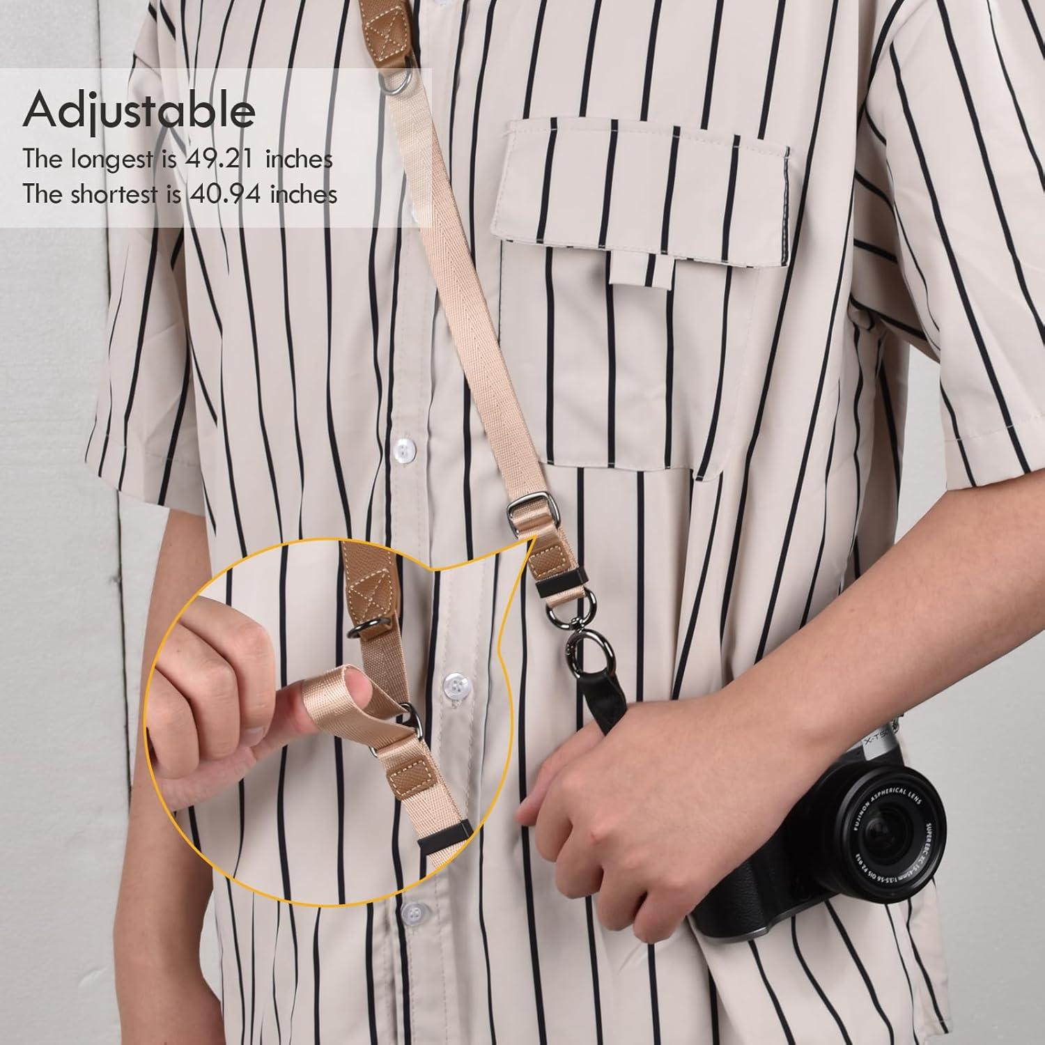 Correa de Cuello Ajustable PU para Cámara - Compatible Canon, Sony, Nikon
