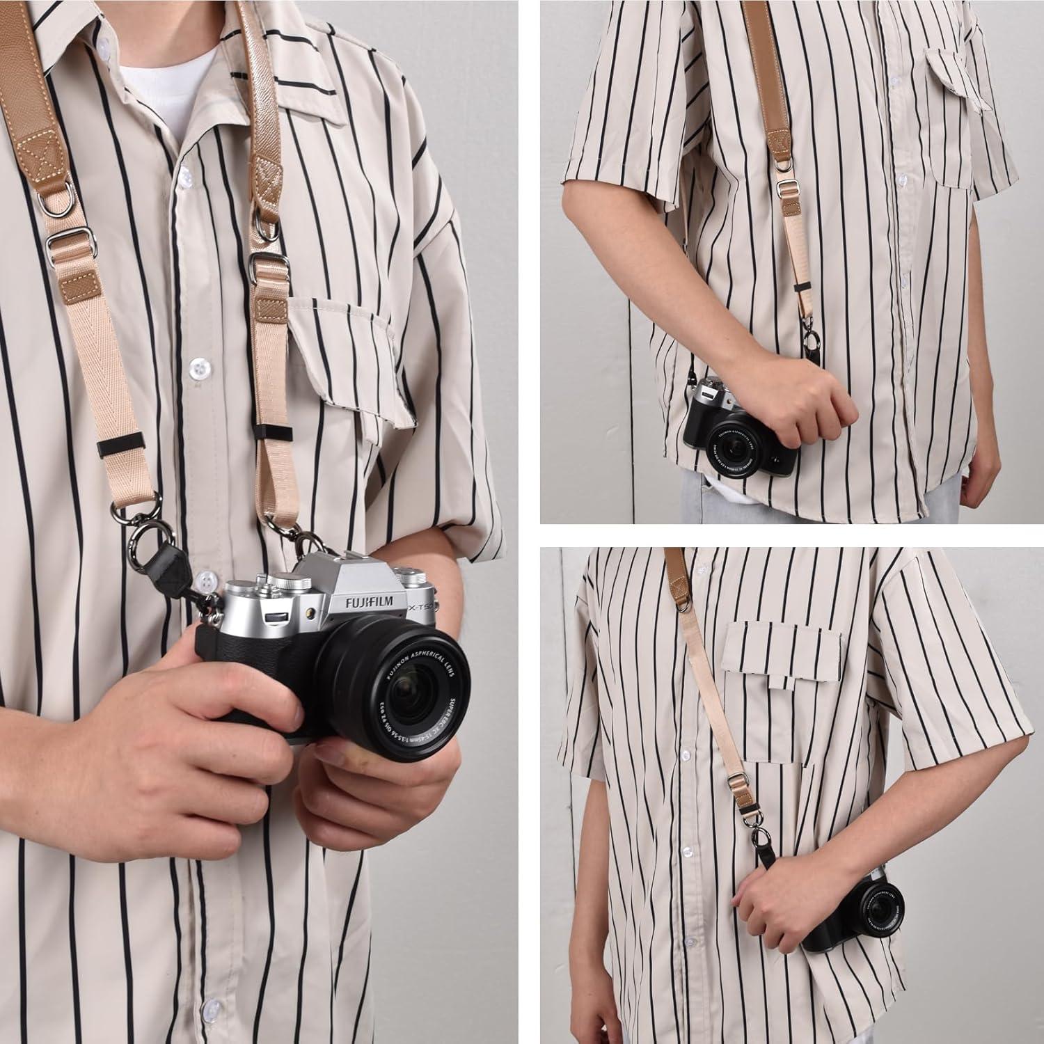 Correa de Cuello Ajustable PU para Cámara - Compatible Canon, Sony, Nikon