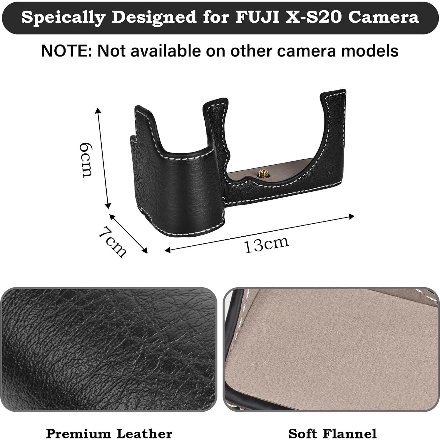 Funda Media de Cuero PU para Cámara Fujifilm X-S20 - Negra