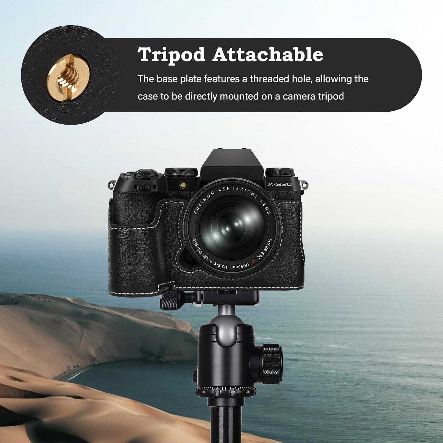 Funda Media de Cuero PU para Cámara Fujifilm X-S20 - Negra