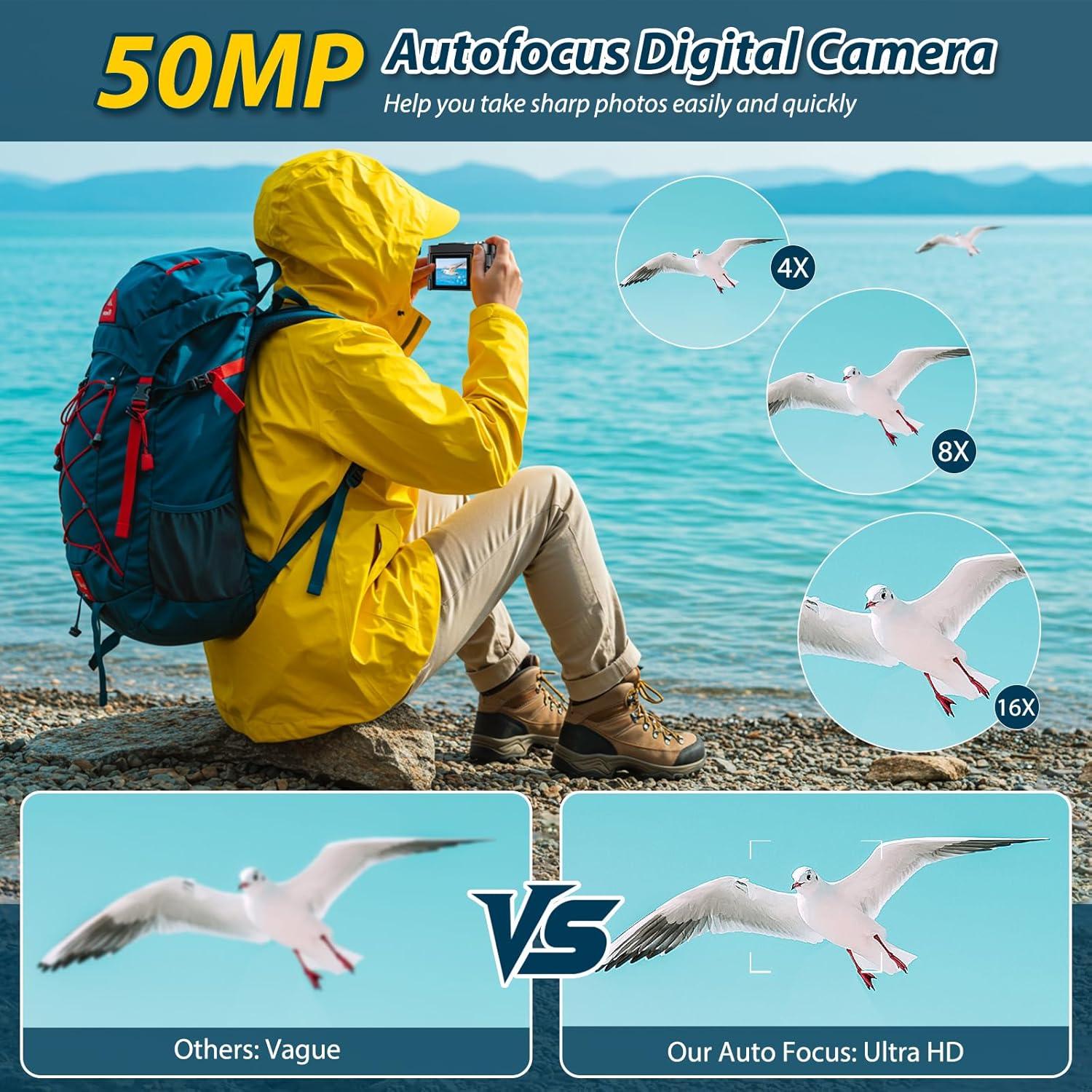 Cámara Digital 4K 50MP ANVOSCI DC03 con Pantalla Invertible 2.8"