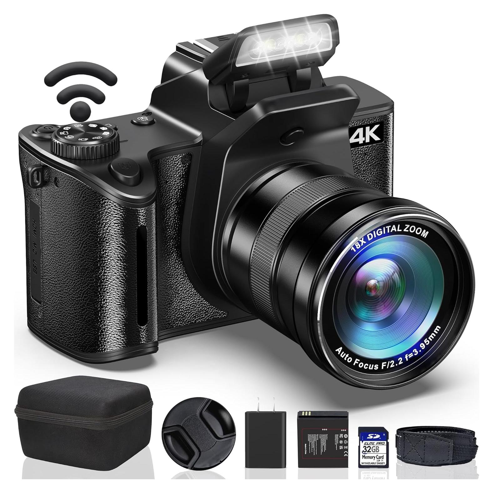 Cámara Digital 4K Banflower 64MP con WiFi y Pantalla Táctil 10.16cm