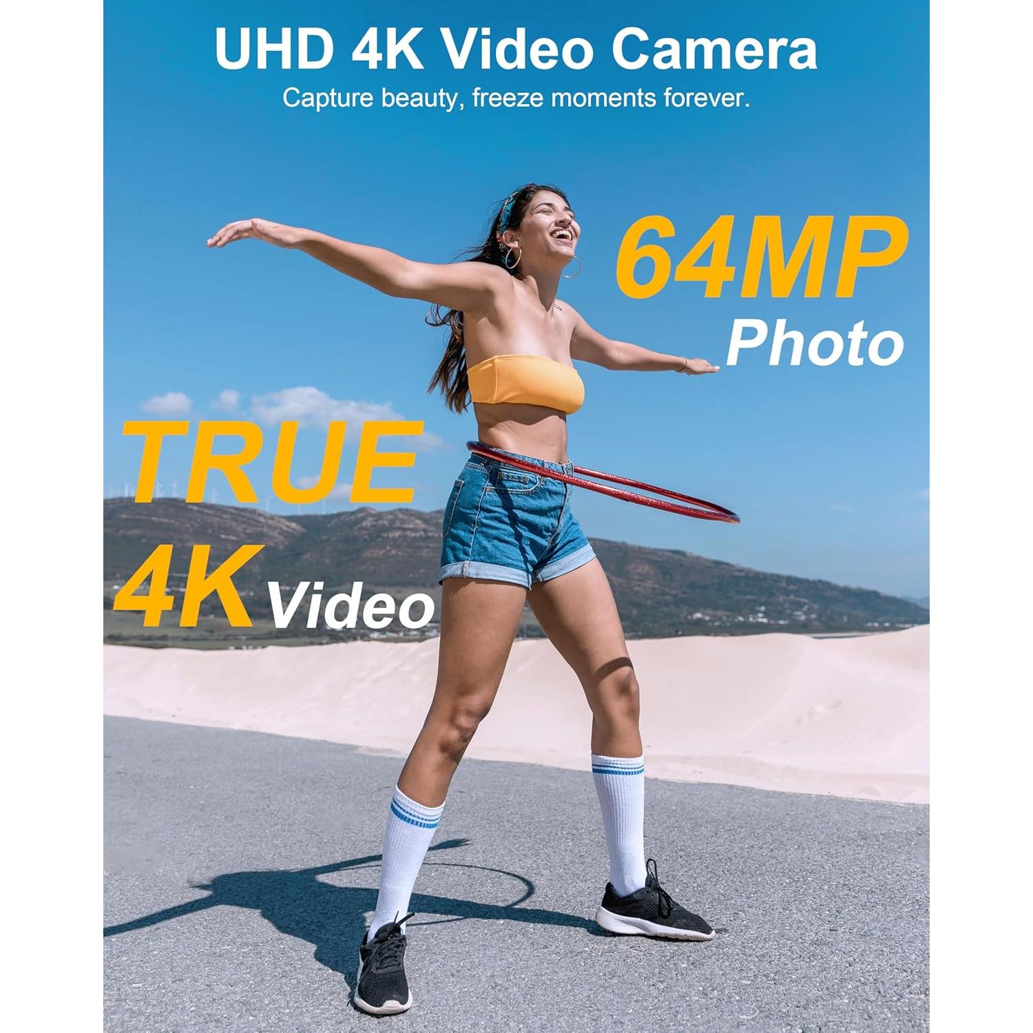 Cámara Digital 4K Banflower 64MP con WiFi y Pantalla Táctil 10.16cm