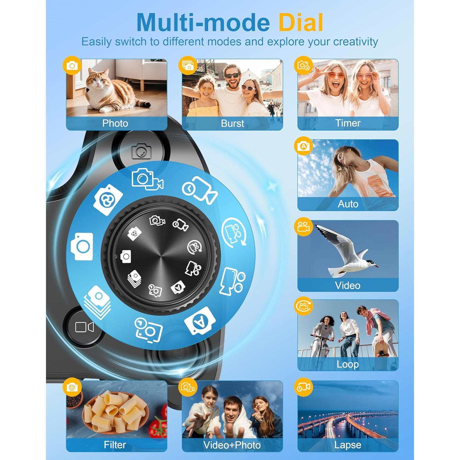 Cámara Digital 4K Banflower 64MP con WiFi y Pantalla Táctil 10.16cm