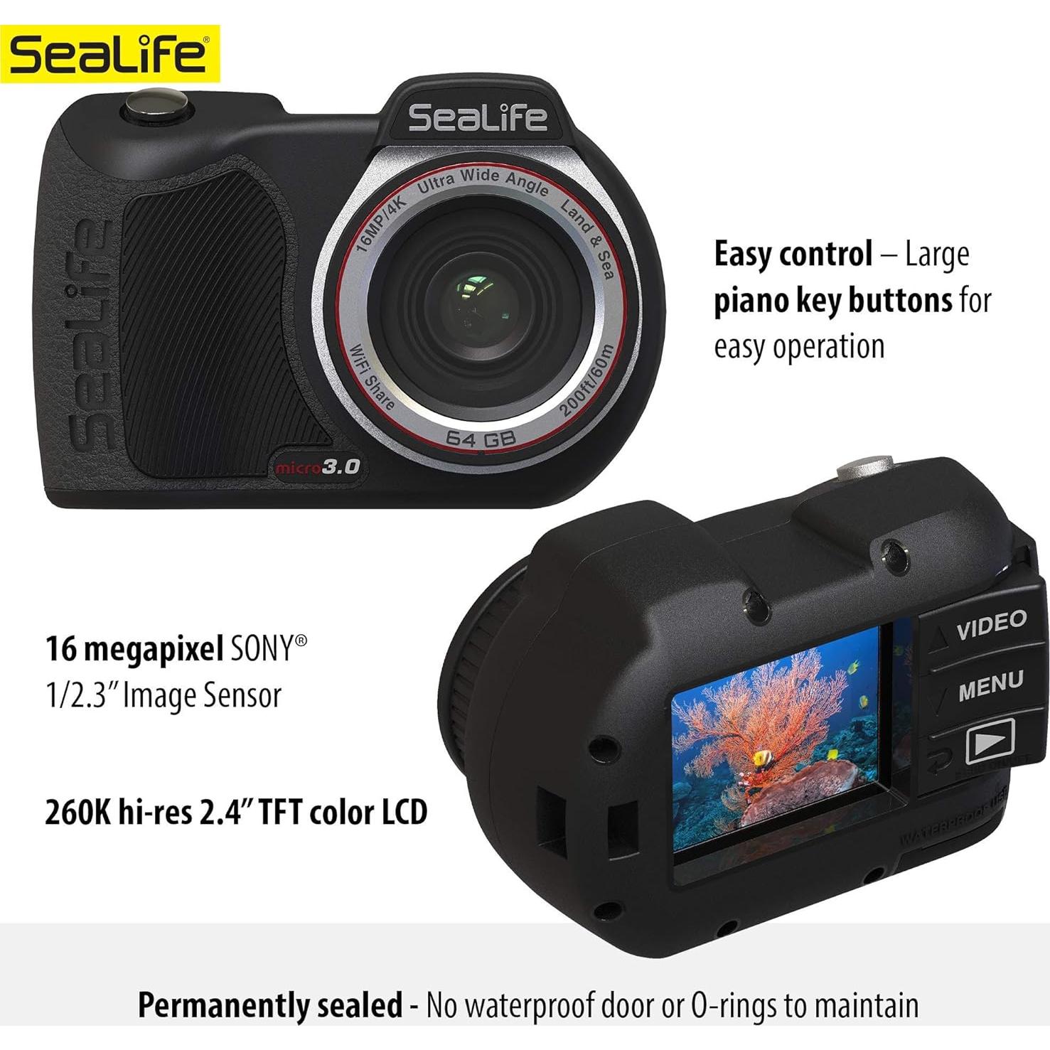 SeaLife Micro 3.0 Pro 3000 Underwater Camera & Light Set for Photography and Video, Easy Set-up, Wireless Transfer, Includes Sea Dragon Travel case