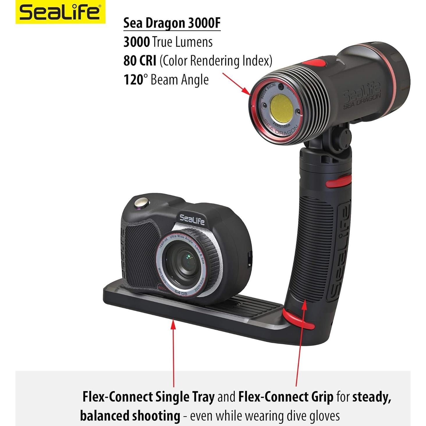 SeaLife Micro 3.0 Pro 3000 Underwater Camera & Light Set for Photography and Video, Easy Set-up, Wireless Transfer, Includes Sea Dragon Travel case